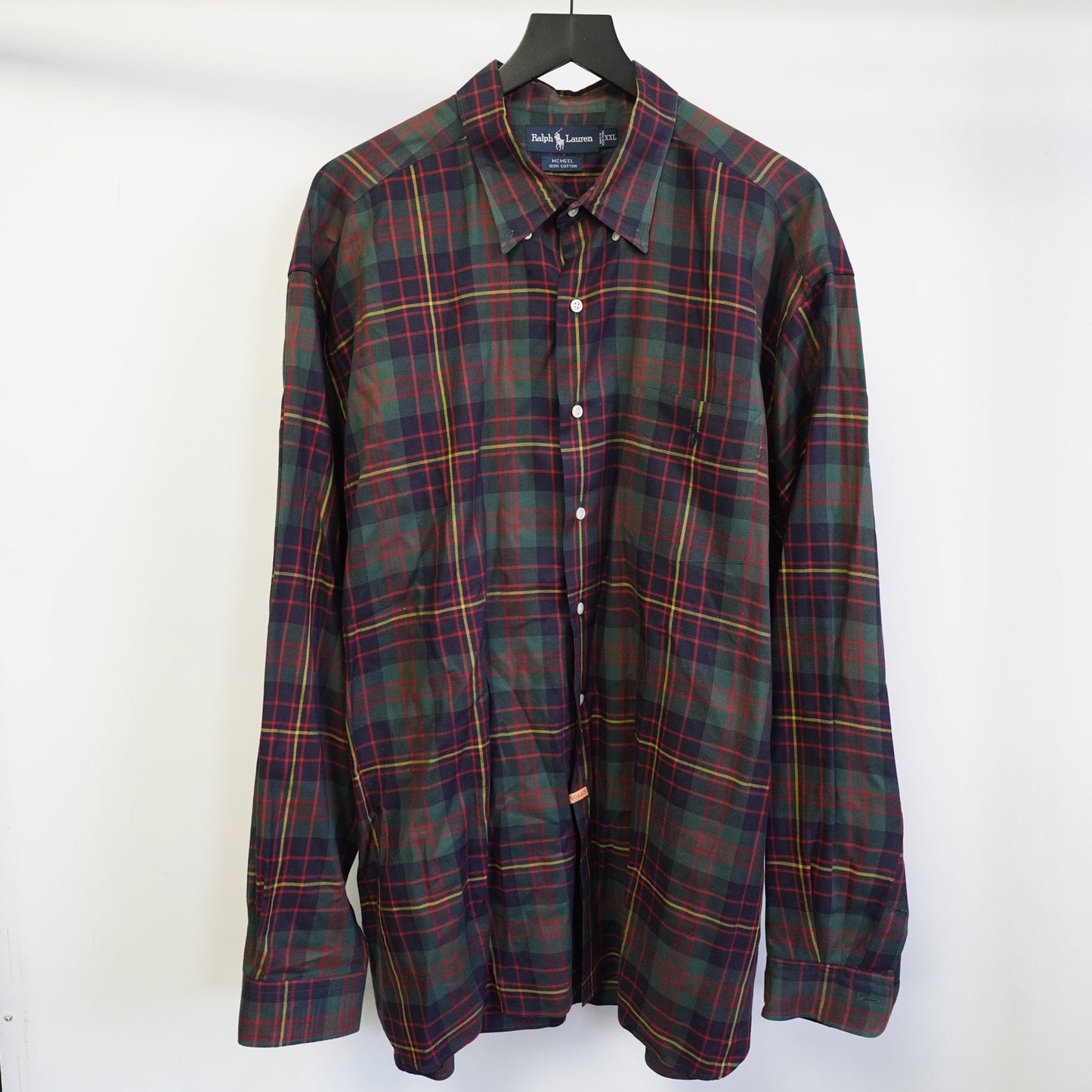 (XXL) Vintage Ralph Lauren Polo McMeel Plaid Flannel Button Up Shirt Men's XXL Green