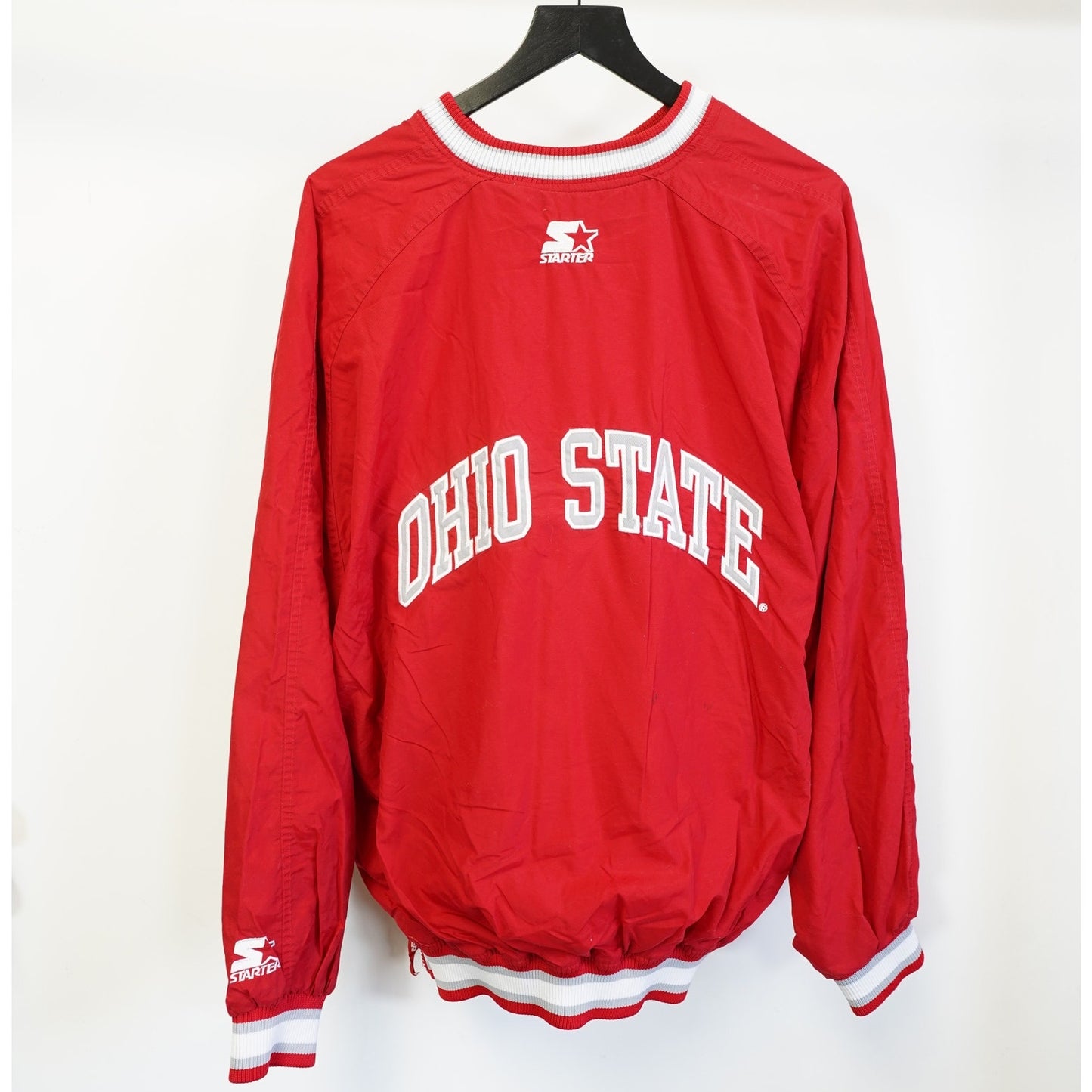 (XL) Vintage Ohio State Buckeyes Starter Pullover Windbreaker Men's XL Red 90s Sewn