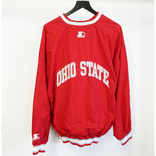(XL) Vintage Ohio State Buckeyes Starter Pullover Windbreaker Men's XL Red 90s Sewn
