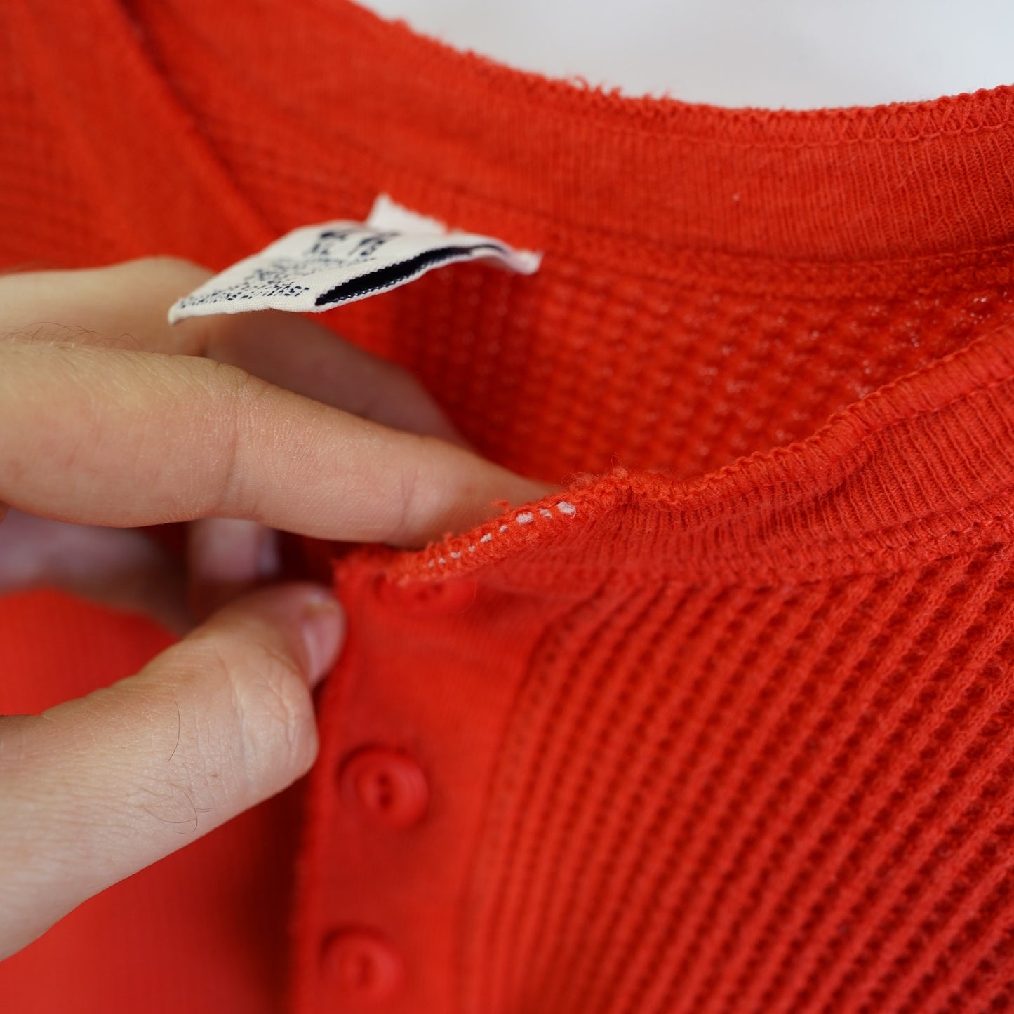 (XL) Vintage Gap Thermal Heavyweight Waffle Knit Henley T-Shirt Men's XL Orange 90s