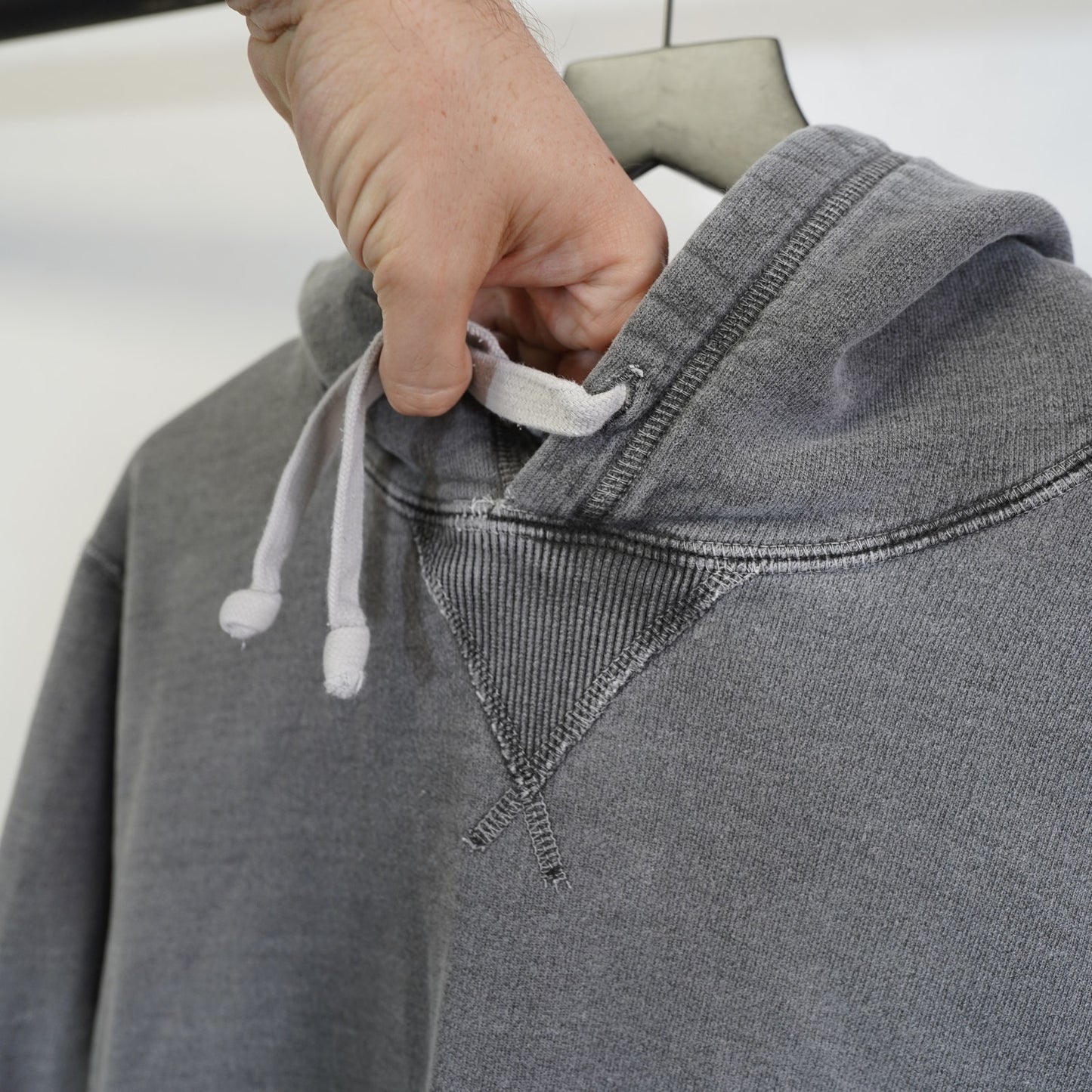 (L) Todd Snyder Heavy Cotton Popover Hoodie Men's L Stone Washed Gray Made in Canada