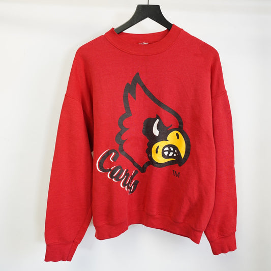 (XL) Vintage Louisville Cardinals Big Logo Crewneck Sweatshirt Men's XL Red