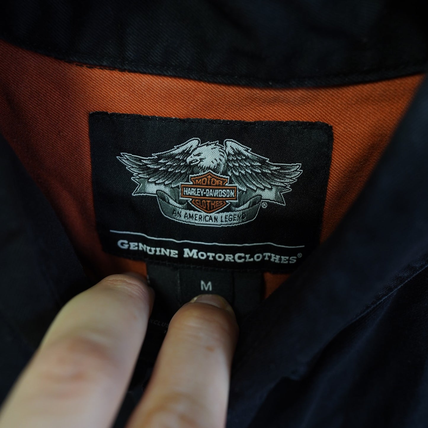 (M) Vintage Harley Davidson Motorcycle Vest Stitched Men's M Black Oranger Biker