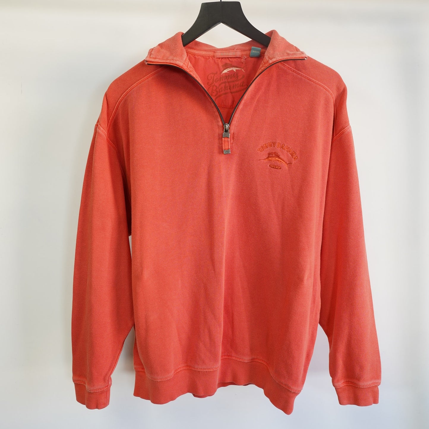 (S) Tommy Bahama Relax 1/4 Zip Pullover Sweater Men's S Salmon Red Sewn
