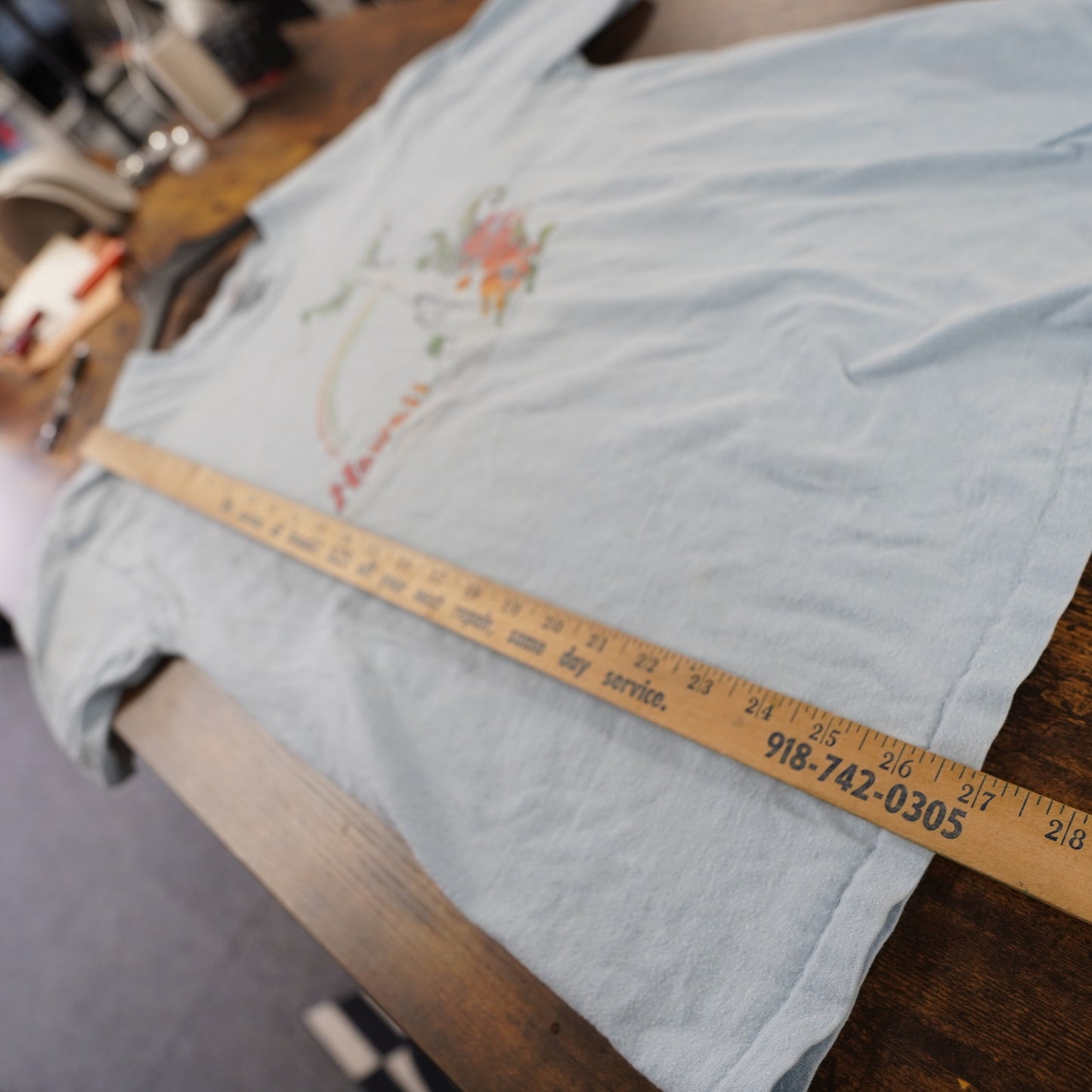 (M) True Vintage Hawaiian Nature T-Shirt 70s Single Stitch Men's M Blue Hanes