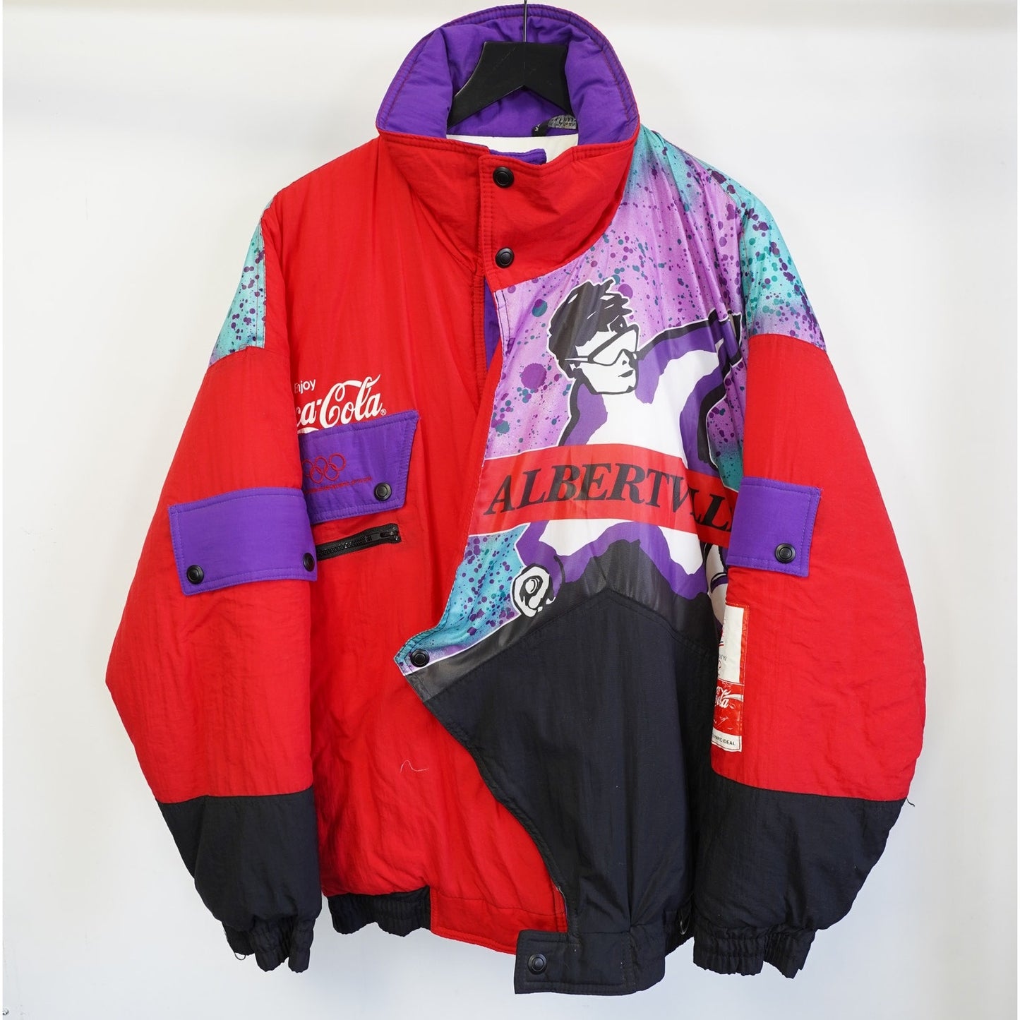 (L) Vintage 1992 Coca-Cola Albertville Winter Olympics Puffer Ski Jacket Men's L Red