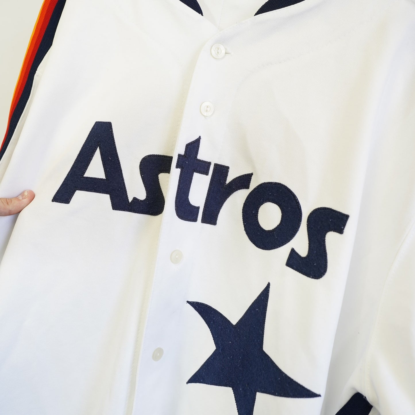 (3XL) Vintage Houston Astros Majestic Sewn Retro 80s Rainbow Jersey Men's 3XL White