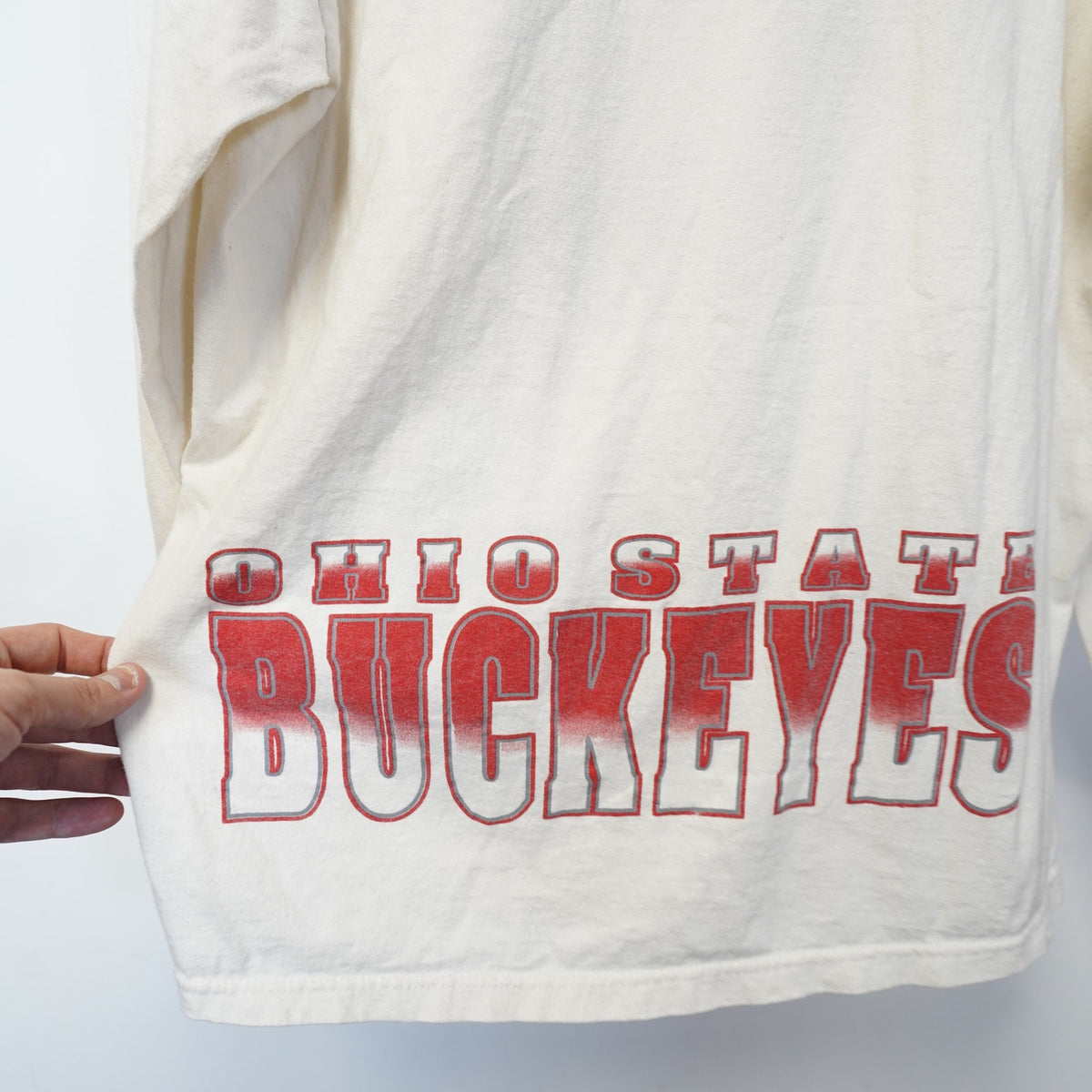 (L) Vintage Ohio State Buckeyes 90s Hooded T-Shirt Men's L White Red TSI Retro