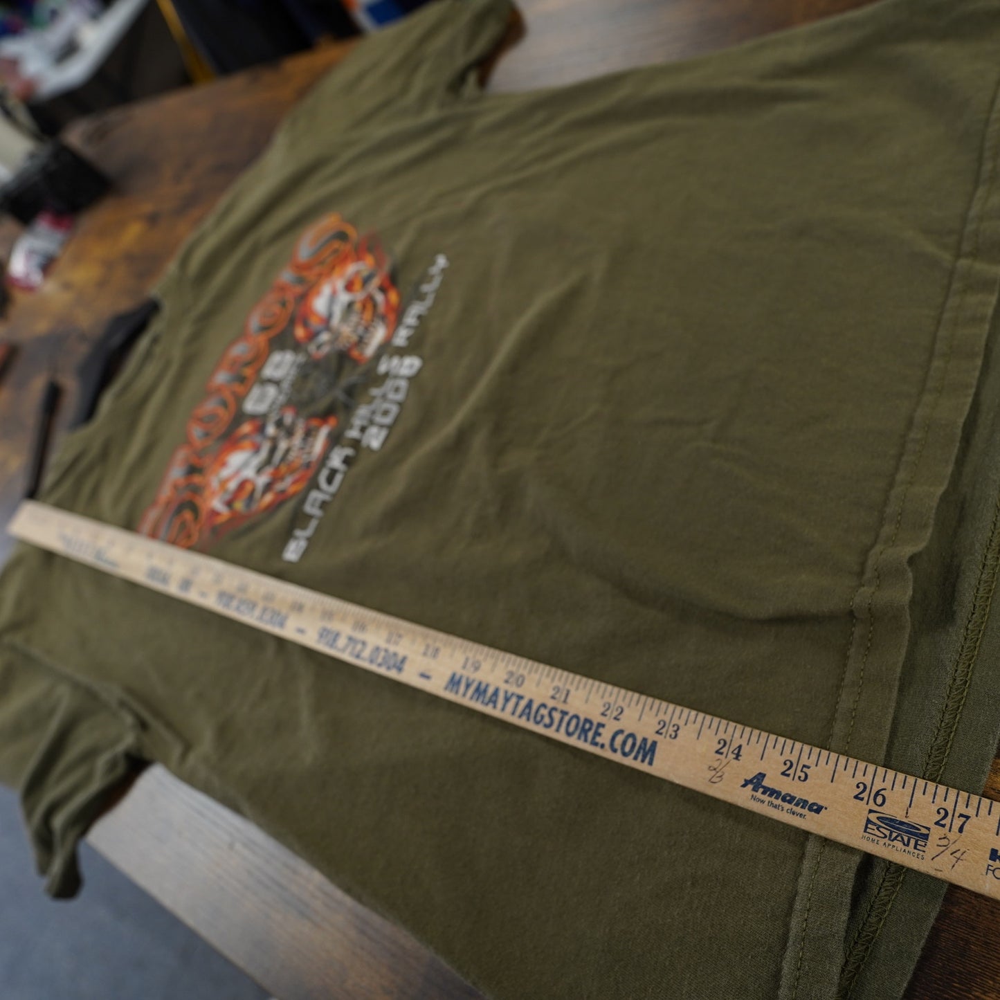 (M) Vintage Stugis 2000s Motorcycle Rally Skull Biker T-Shirt Mens M Olive Green Y2K