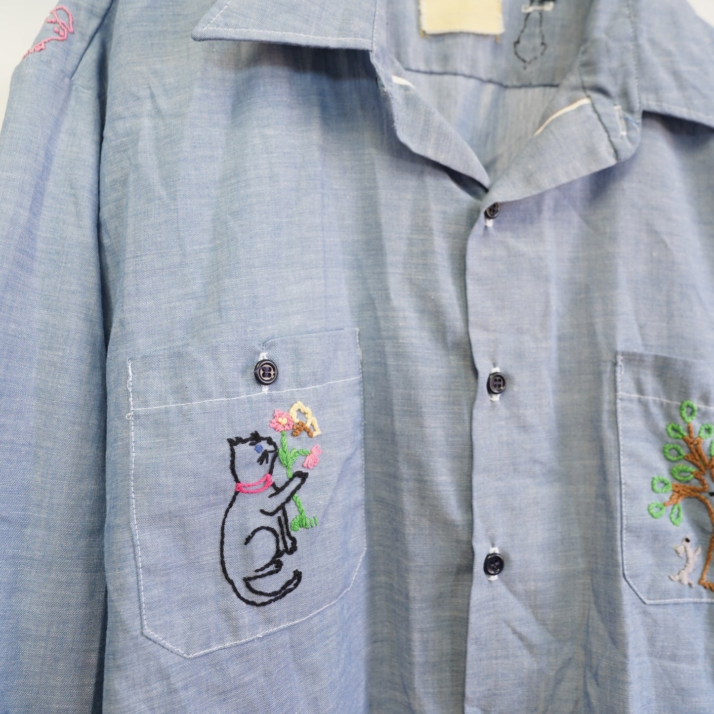 (3XL) True Vintage 70s Wide Collar Hand Chain Stitched Button Up Men's 3XL Western