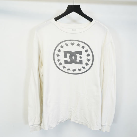 (XL) Vintage DC Skateboards Y2K Longsleeve Thermal Shirt Men's XL White 2000s Surf