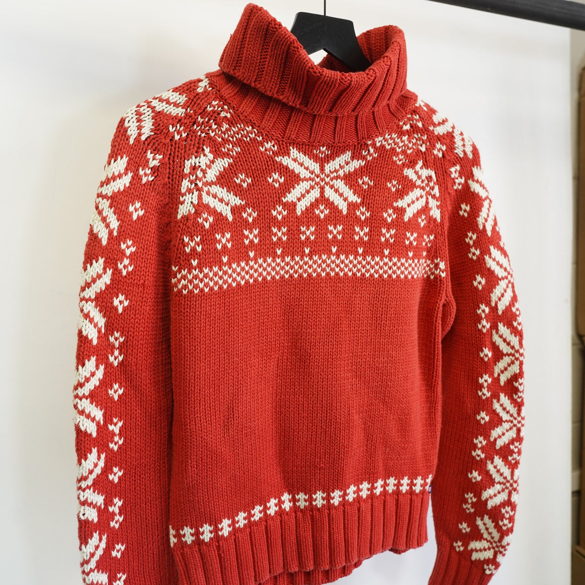(Women's S) Ralph Lauren Polo Jeans Co Knit Christmas Sweater Turtleneck Red White