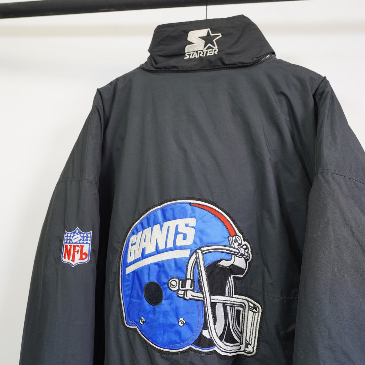 (XXL) Vintage Starter New York Giants Puffer Jacket Men's 2XL Black Blue 90s NFL Retro
