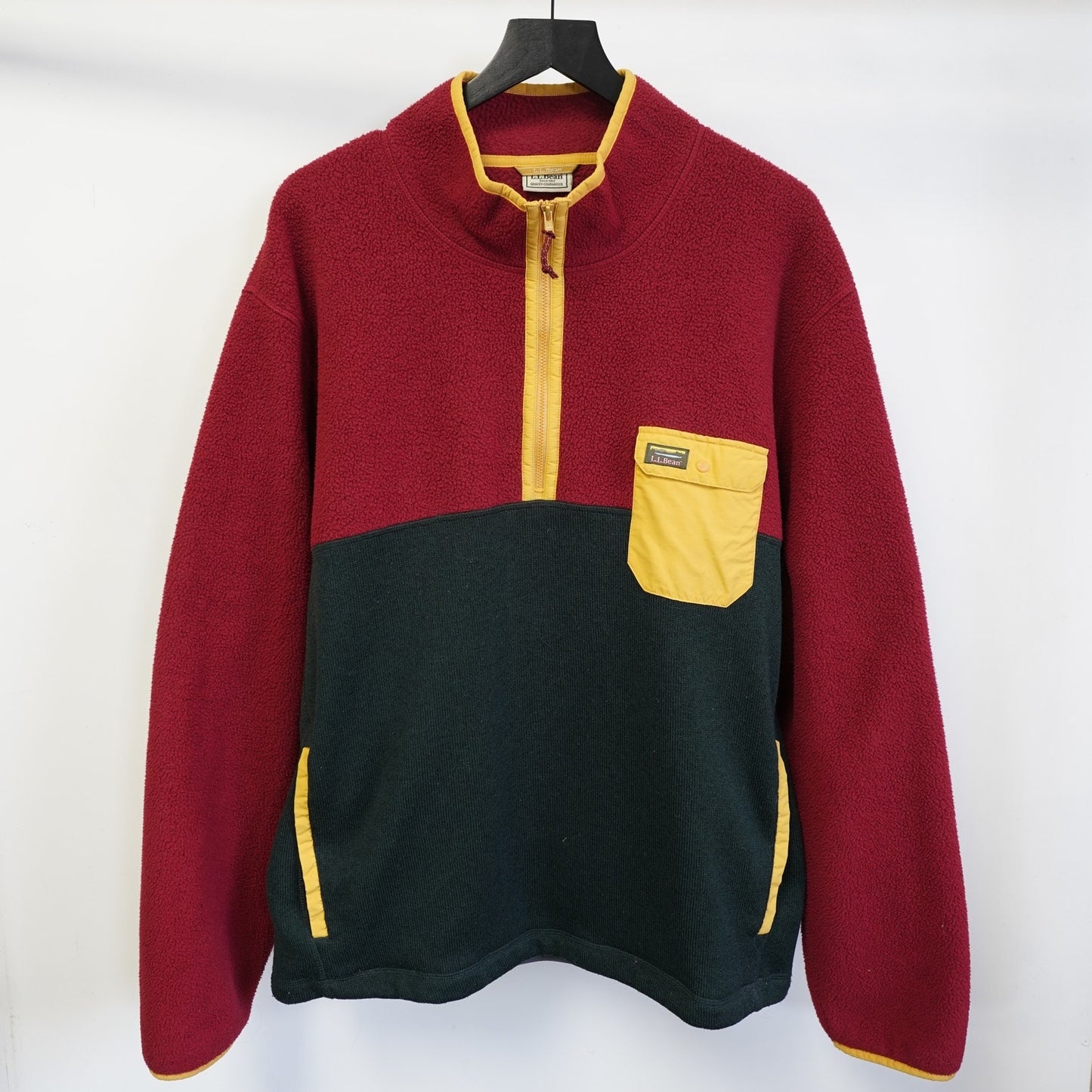 (3XL) L.L. Bean Fleece Sherpa 1/4 Zip Sweater Hybrid Pullover Men's 3XL Red Green Hike