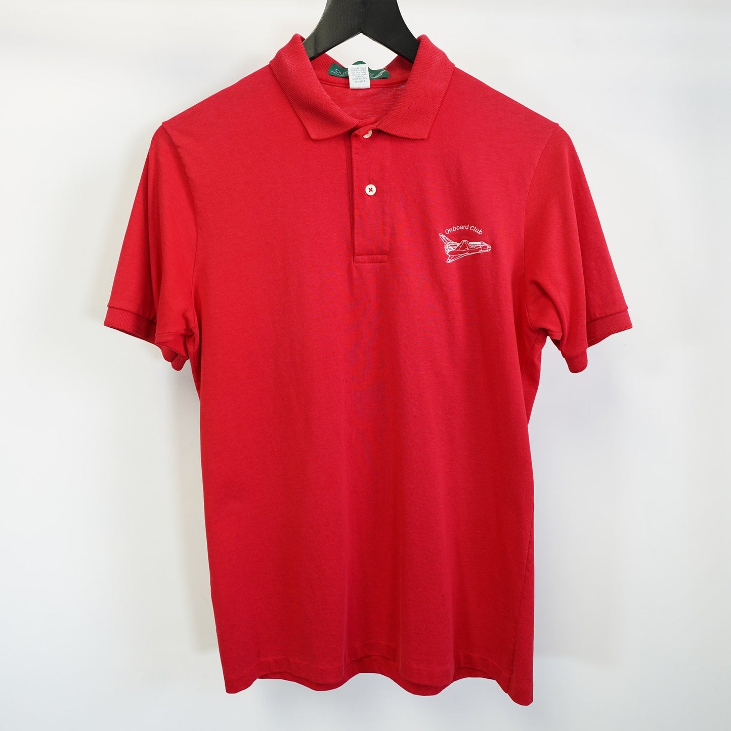 (S) Vintage 1980s Nasa Onboard Club Space Shuttle Embroidered Polo Shirt Men's S Red