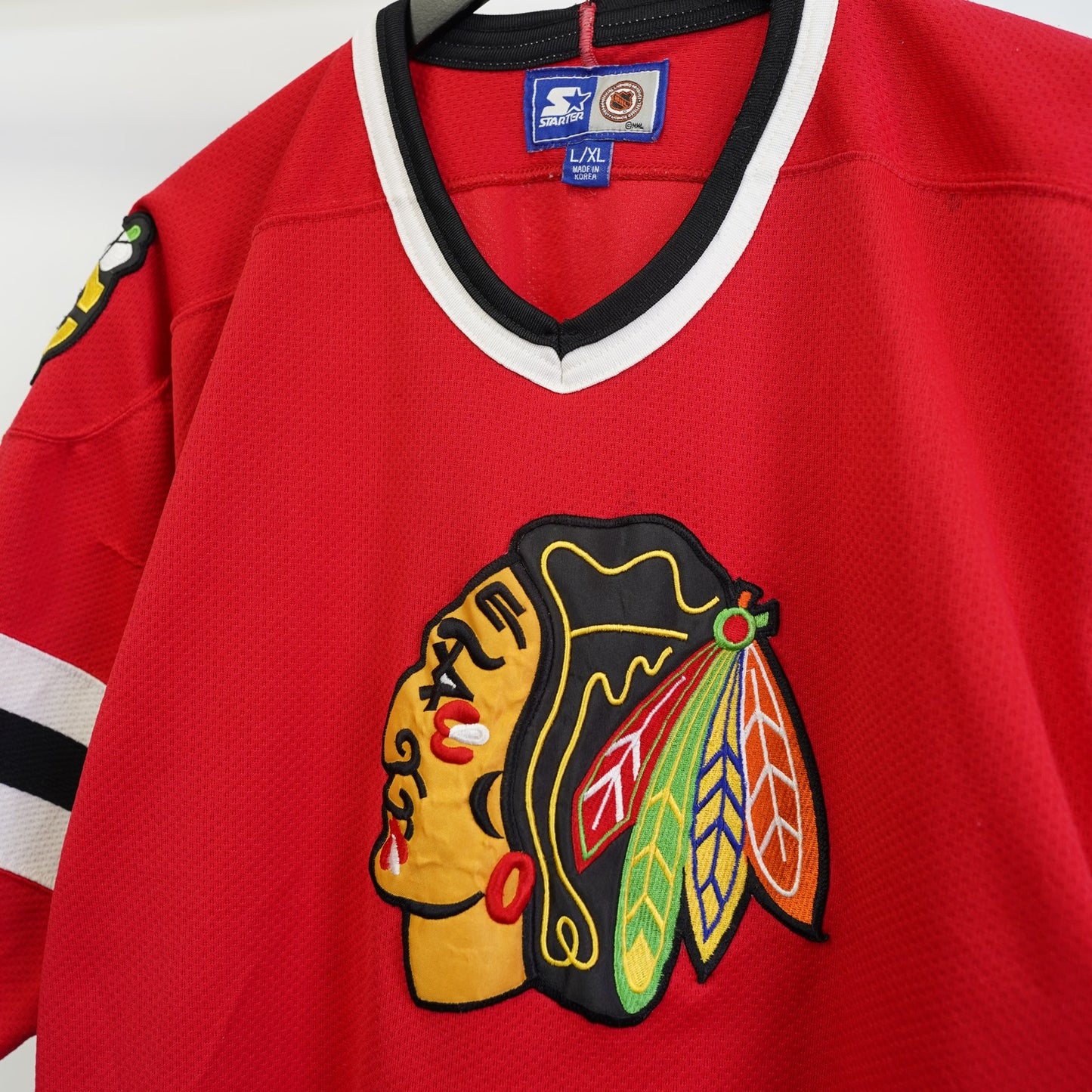 (Youth L/XL) Vintage Chicago Blackhawks Starter Stitched Hockey Jersey Adult S Red