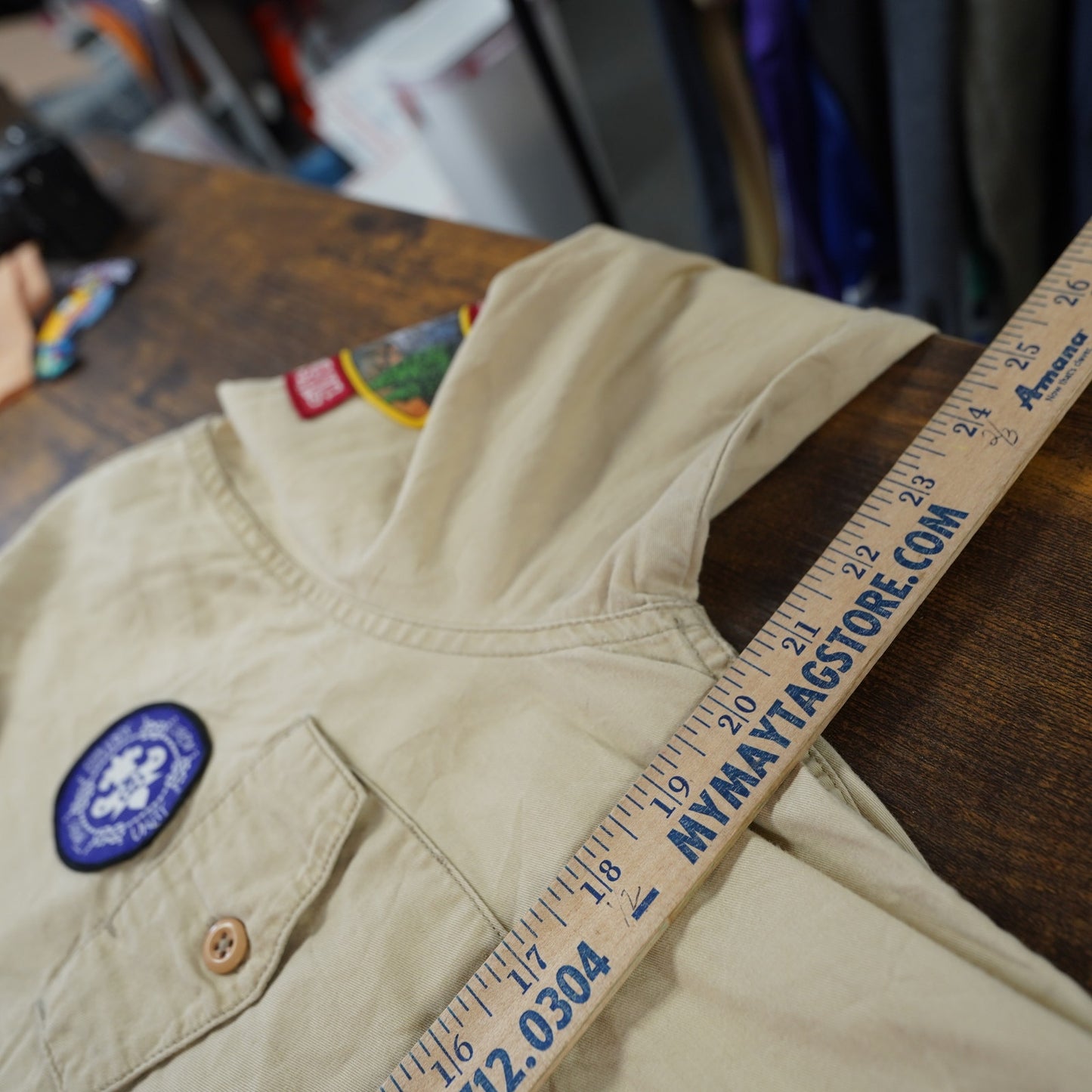 (M) Vintage Stussy Scout Shirt Patchwork Men's M Y2K Japanese Release Cream 2000s