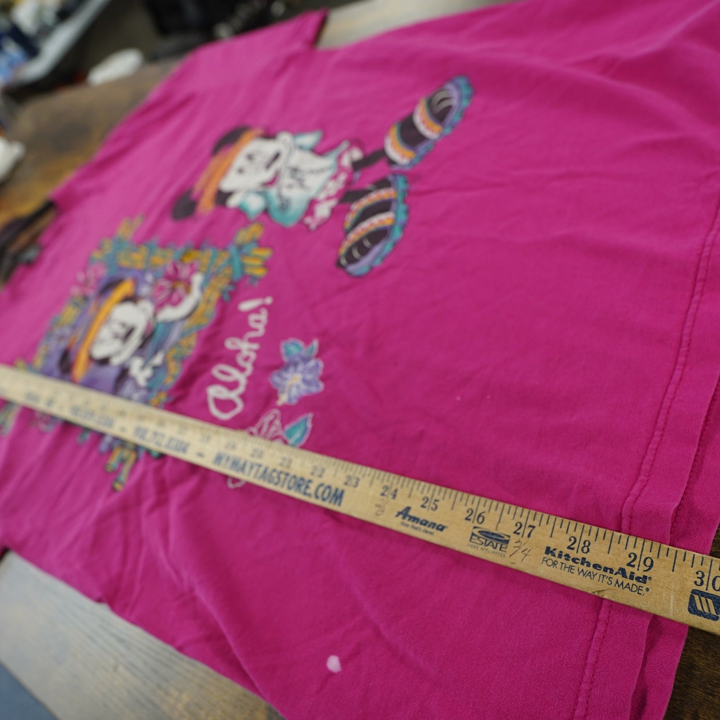 (L) Vintage Mickey & Minnie Mouse 90s Tropical T-Shirt Unisex L Jerry Leigh Pink