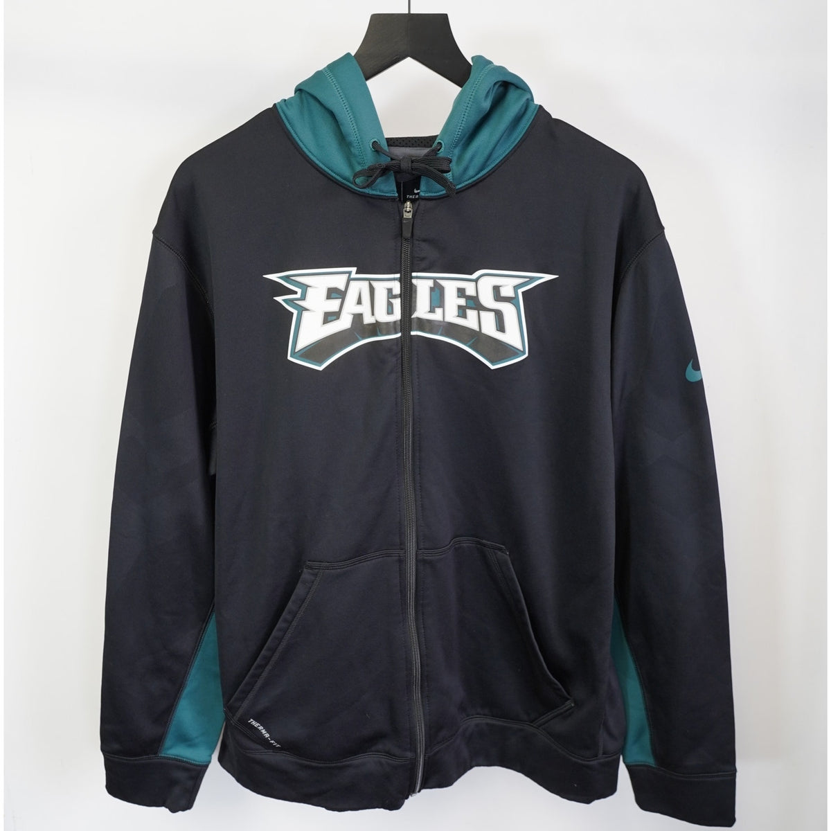 (XL) Nike Philadelphia Eagles Full Zip Therma Fit Hoodie Men's XL Black Green Y2K