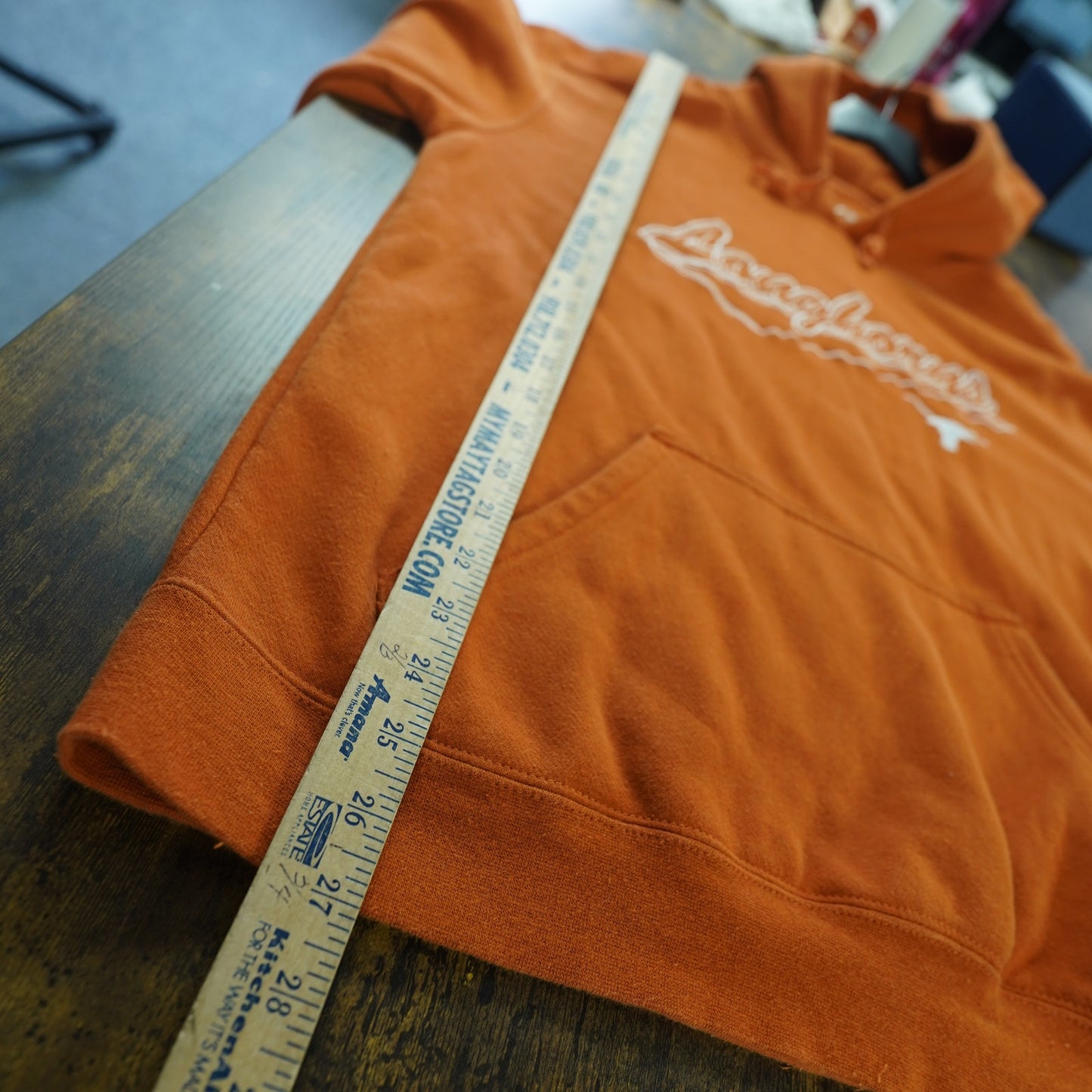 (M) University of Texas Longhorns Embroidered Hoodie Men's M Orange Pro Player UT