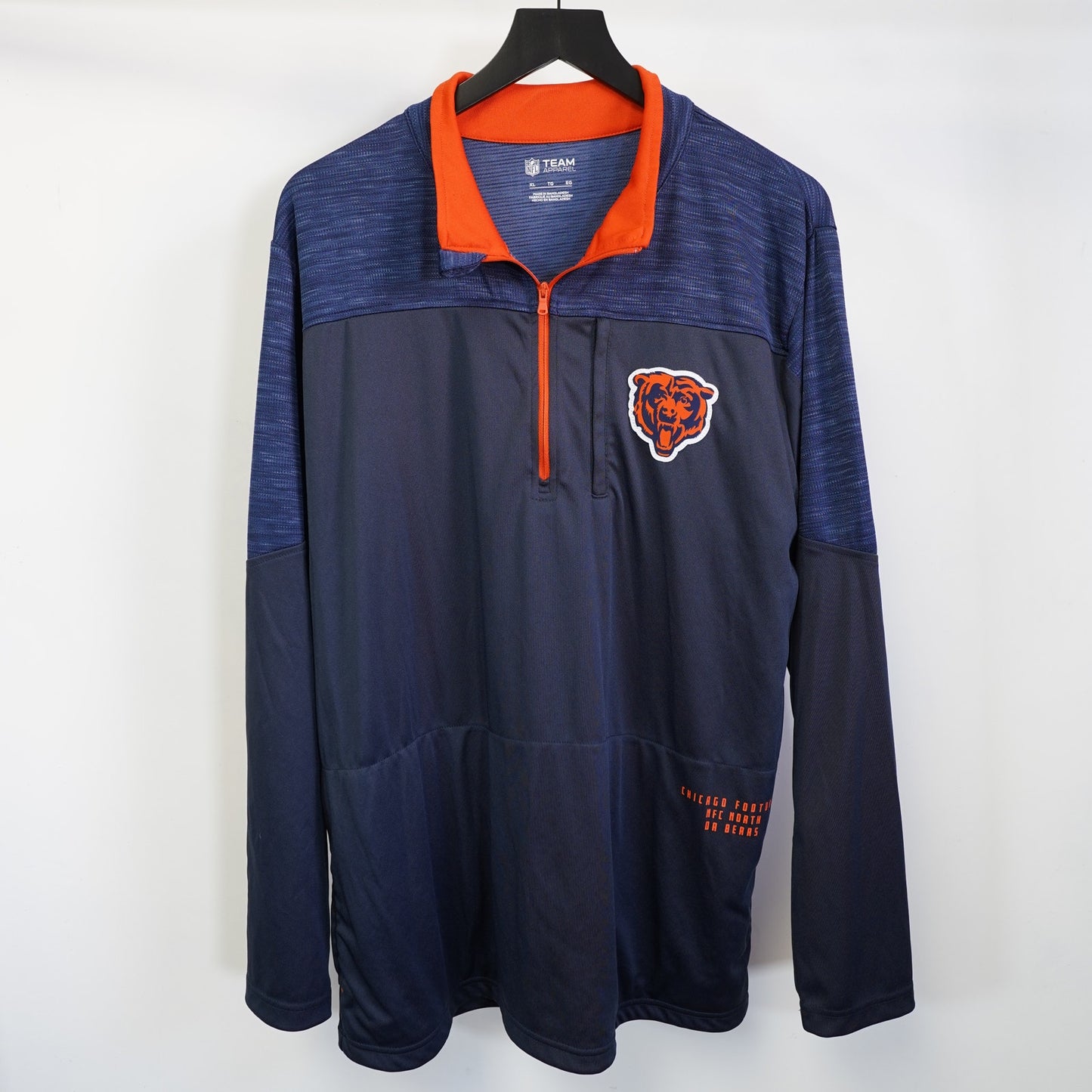 (XL) Chicago Bears NFL Team Apparel 1/4 Zip Pullover Men's XL Blue Orange Sideline