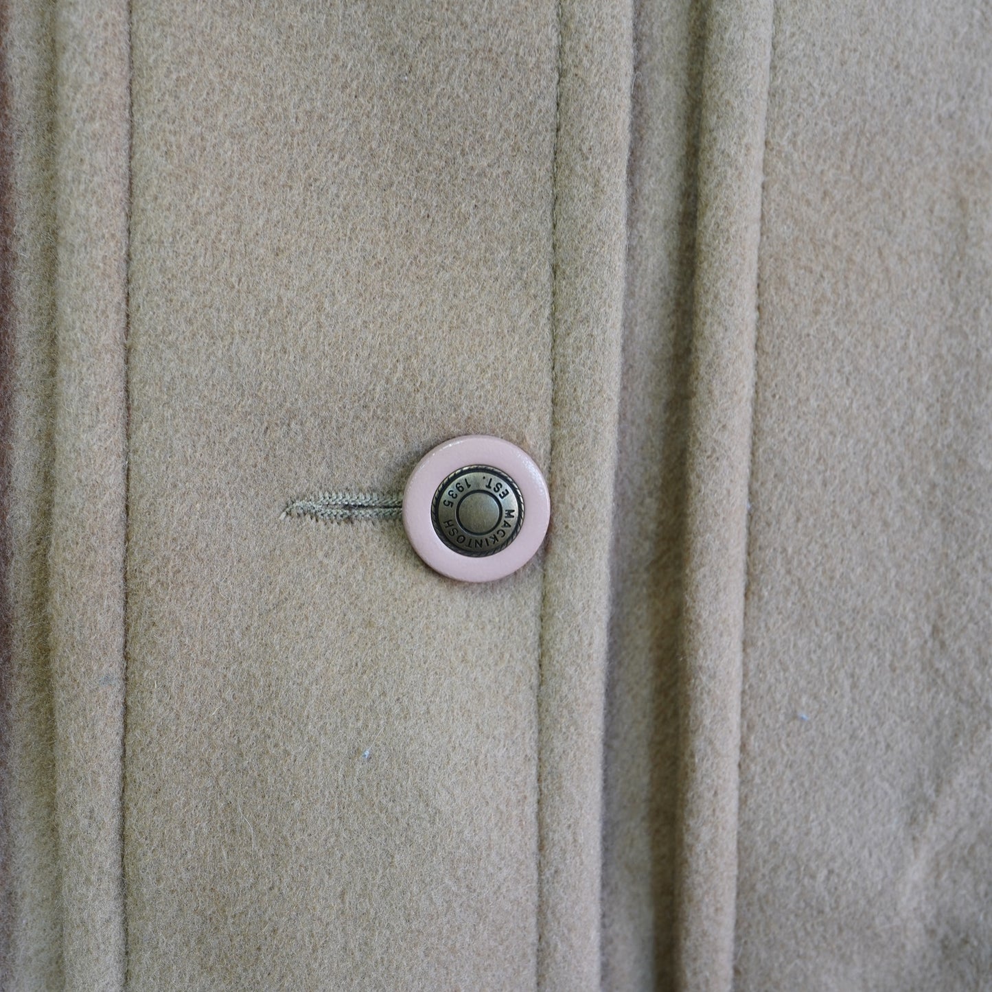 (Women's M) Vintage Mackintosh New England Wool Overcoat Jacket Women's 10 M Tan Plaid Lined