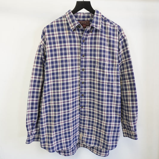 (L) Vintage Abercrombie & Fitch The Big Shirt Plaid Button Up Shirt Men's L Y2K Blue