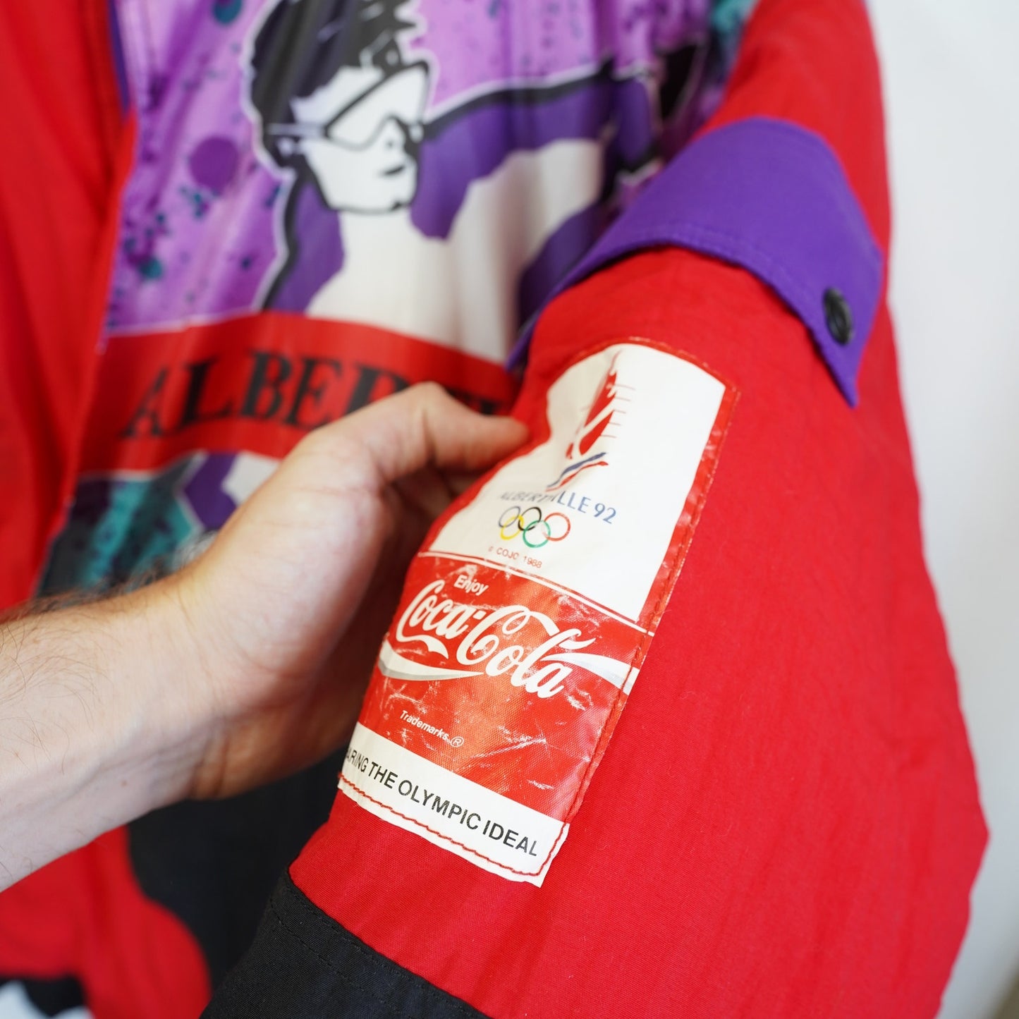 (L) Vintage 1992 Coca-Cola Albertville Winter Olympics Puffer Ski Jacket Men's L Red