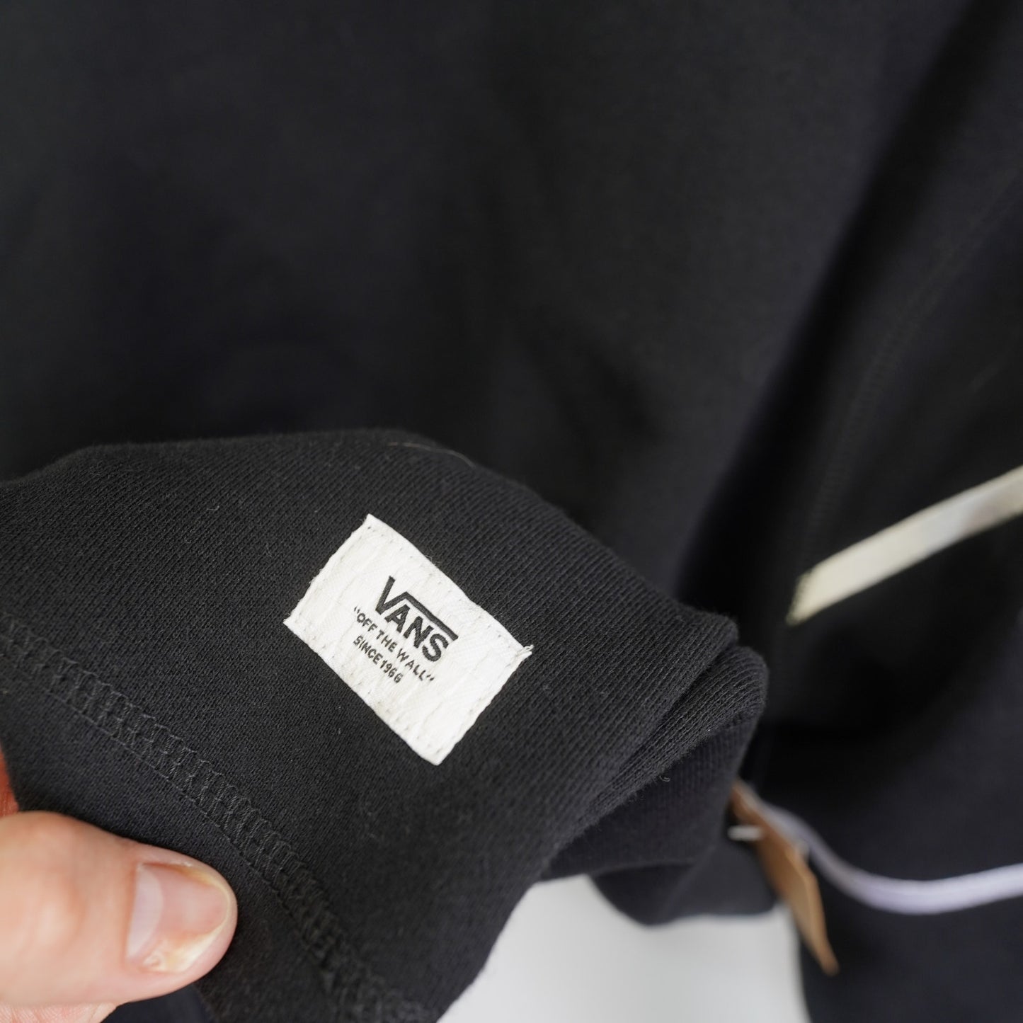 (S) Vans Skateboards Crewneck Sweatshirt Sewn Sleeve Logo Men's S Black New w/Tags