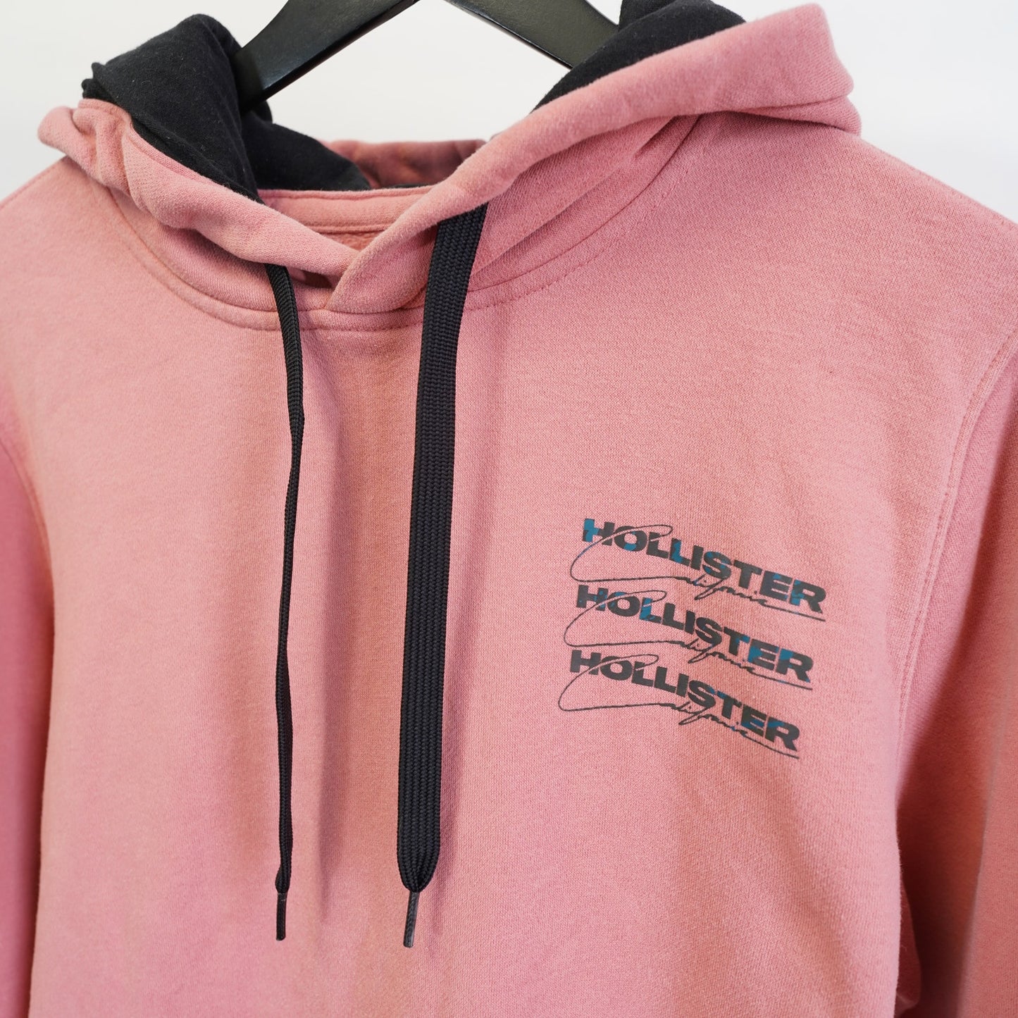 (M) Hollister Co. 3M Reflective Light Pink Pullover Hoodie Men's M Y2K Streetwear