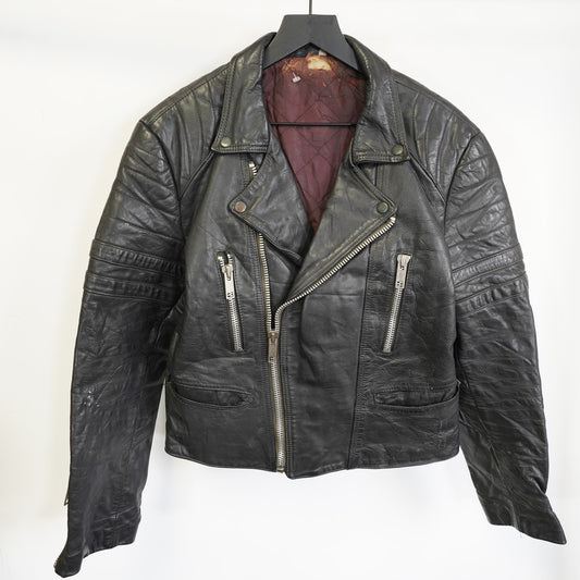 (M) True Vintage 60s Horse Leathers Motorcycle Leather Biker Jacket Men's M Sz. 52