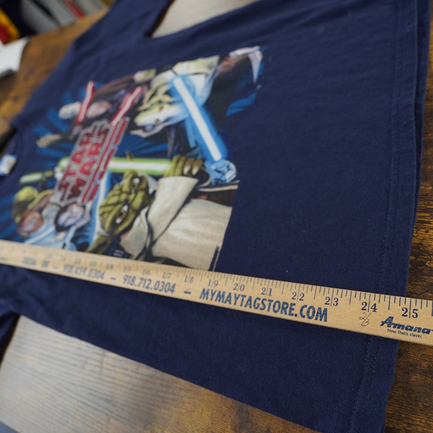 (Youth XL) Vintage Star Wars The Clone Wars Youth XL Sz. 18 Kids T-Shirt Blue Yoda Anakin