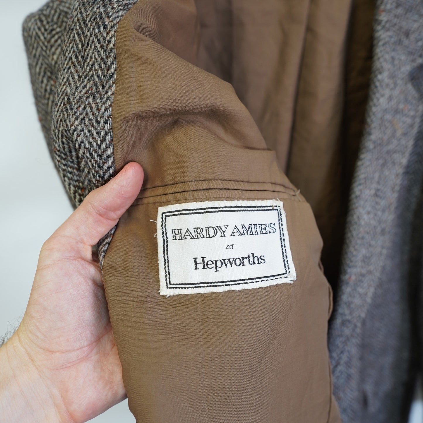 (L 46R) Hardy Amies Aberdeen Tweed Crombie Scotland Wool Blazer Jacket Men's Size L 46 R