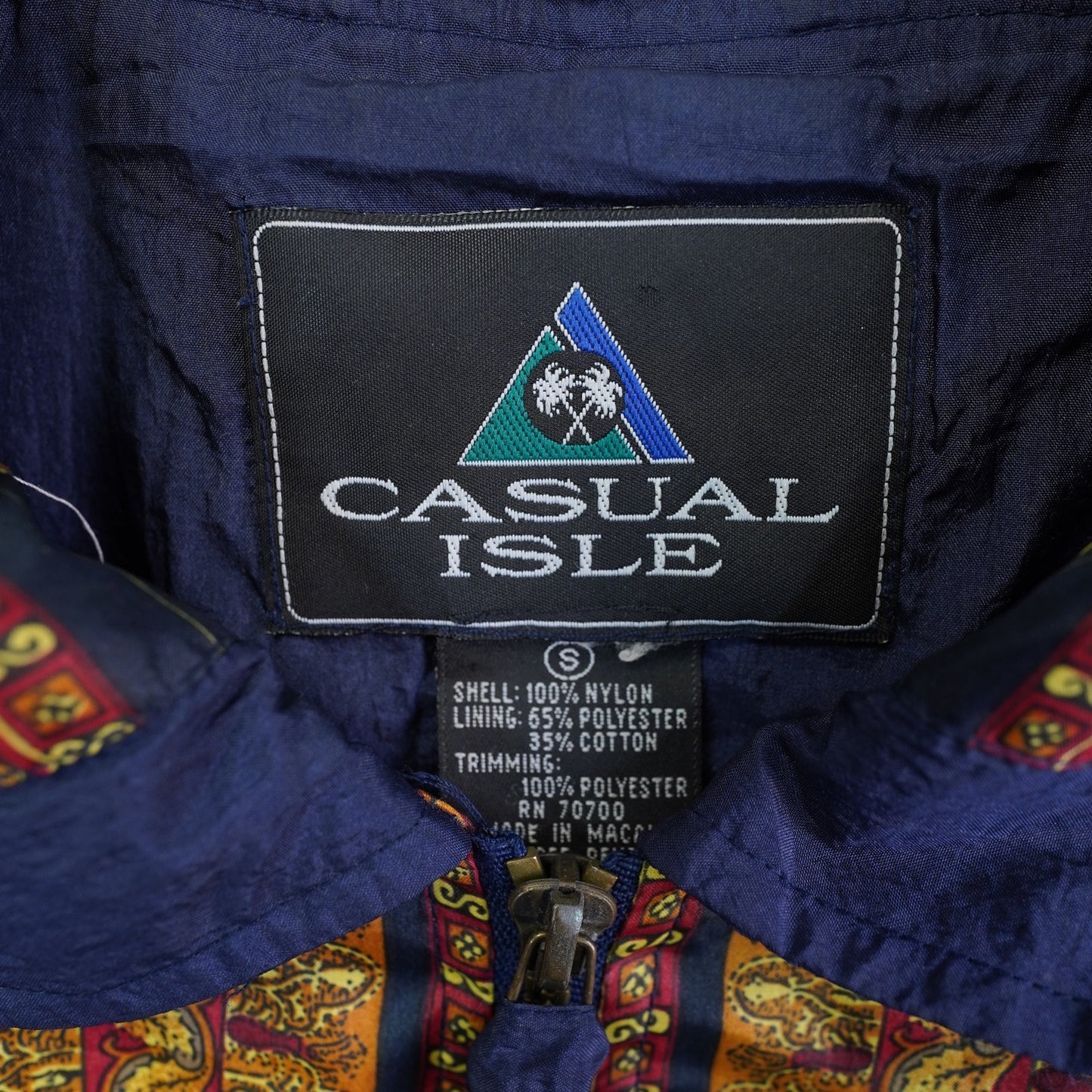 (S) Vintage Casual Isle 90s Golden Chanel-Esque Windbreaker Jacket Men's S Blue