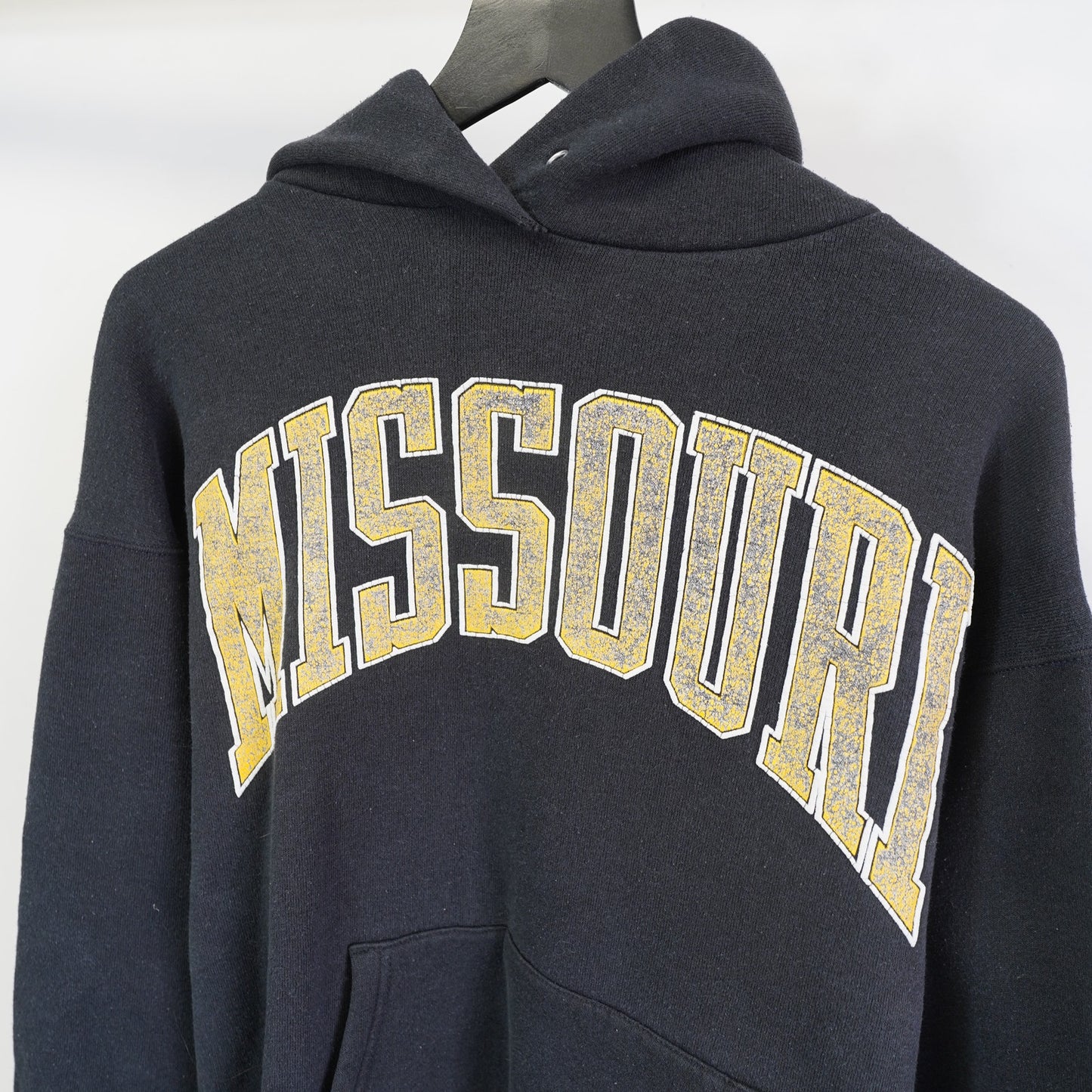 (L) Vintage University of Missouri Tigers 90s Hoodie Sweatshirt Men's L Black Yellow