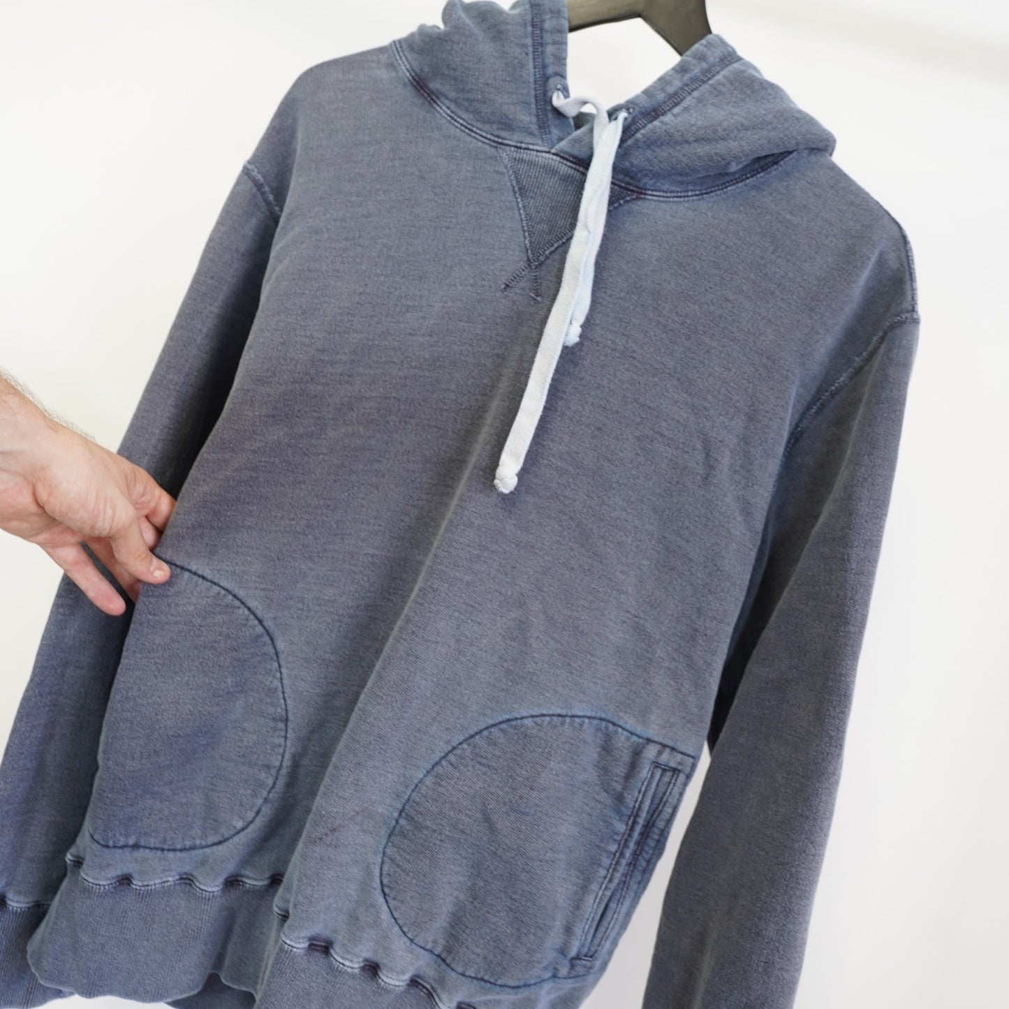 (L) Todd Snyder Heavy Cotton Popover Hoodie Men's L Stone Washed Blue Made in Canada