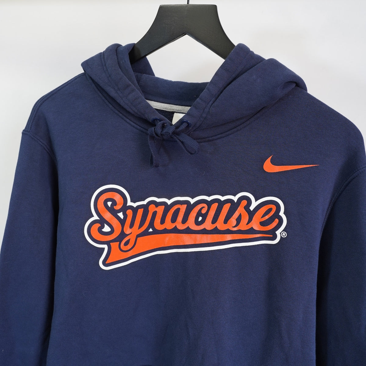 (L) Nike Syracuse Orange Script Retro Pullover Hoodie Men's L Navy Blue Y2K