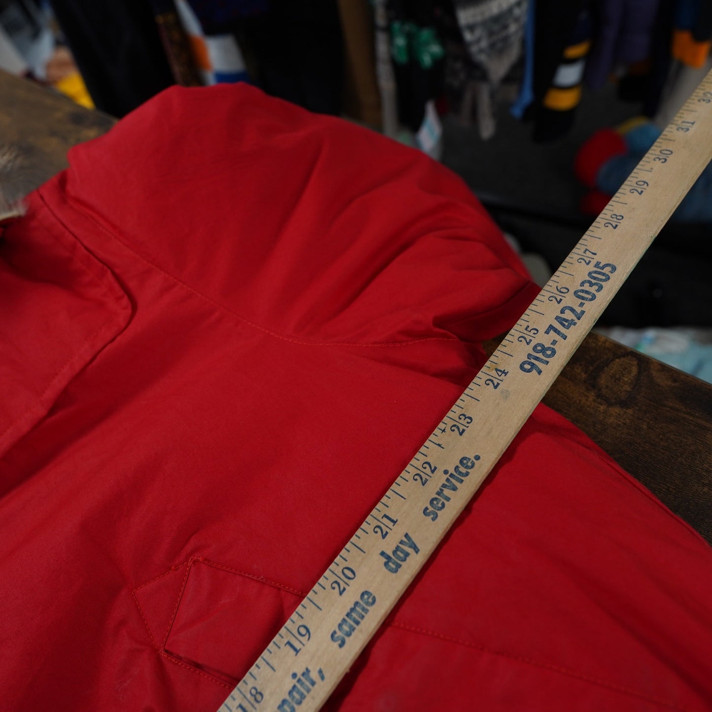 (M) Vintage 90s Nautica Plaid Lined Red Bomber Puffer Jacket Men's M Fur Hood Preppy