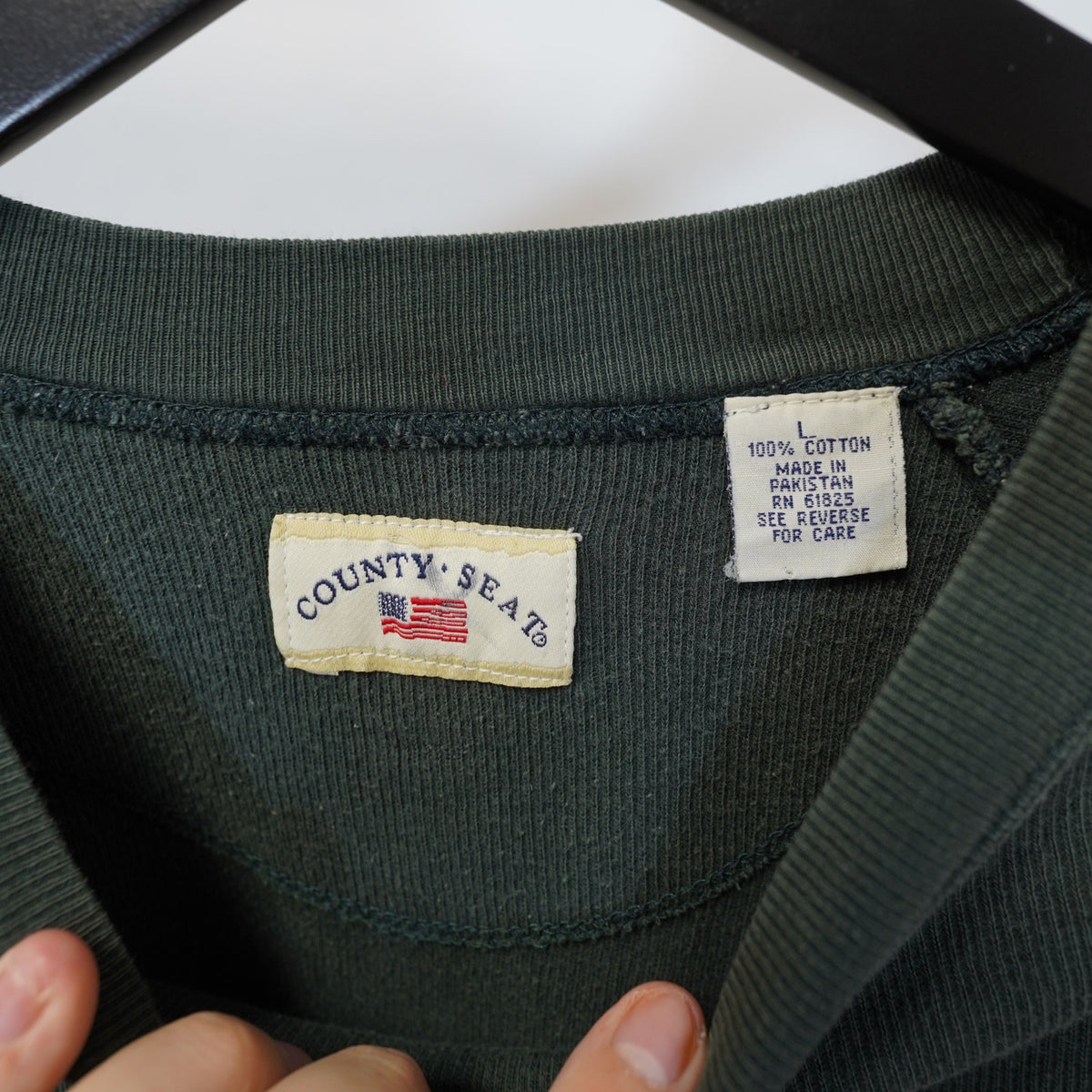 (L) Vintage County Seat 2000s Utility Striped Sweatshirt Men's L Green Yellow Y2K