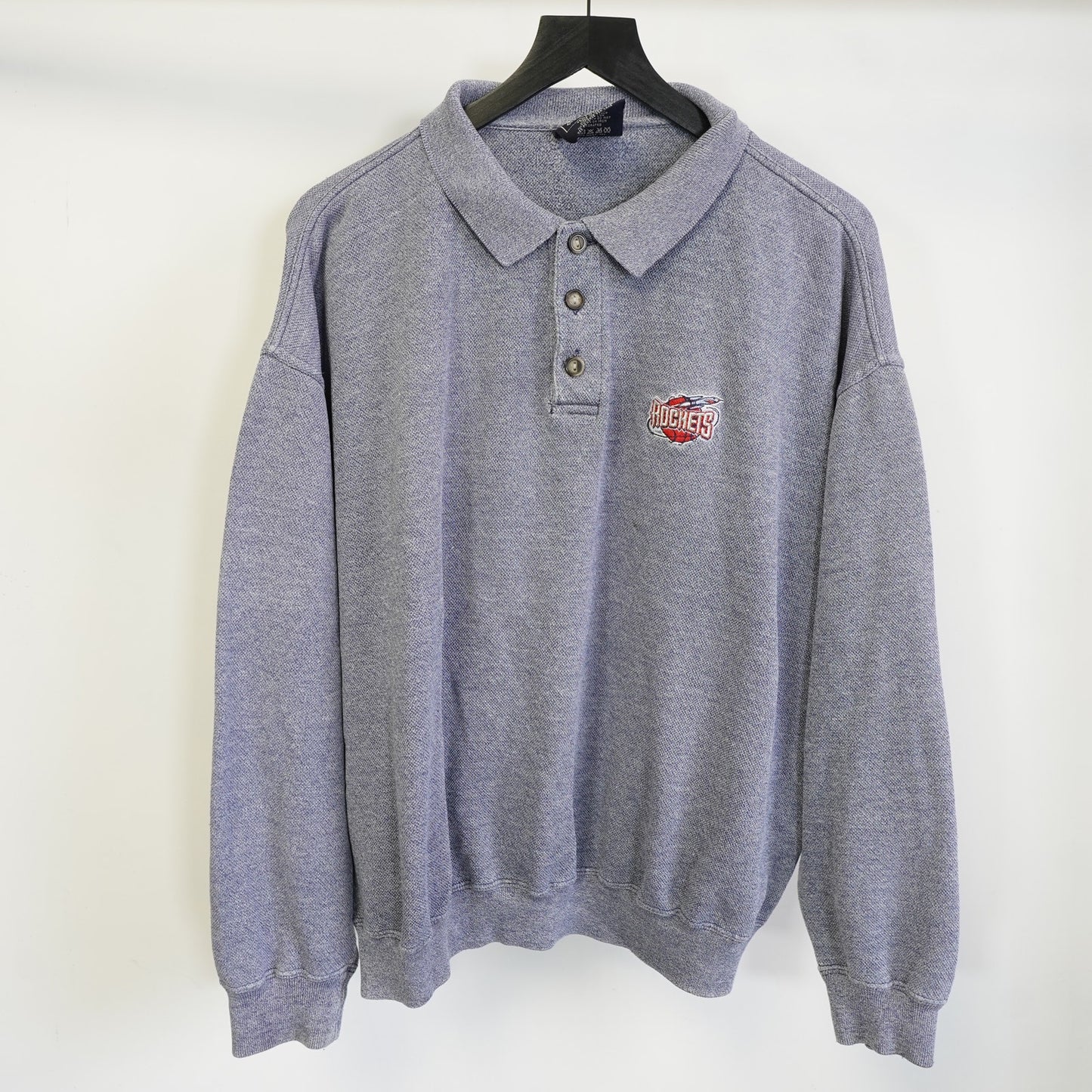 (XL) Vintage Houston Rockets 90s Lee Sport Knit Polo Shirt Sweater Men's XL Blue
