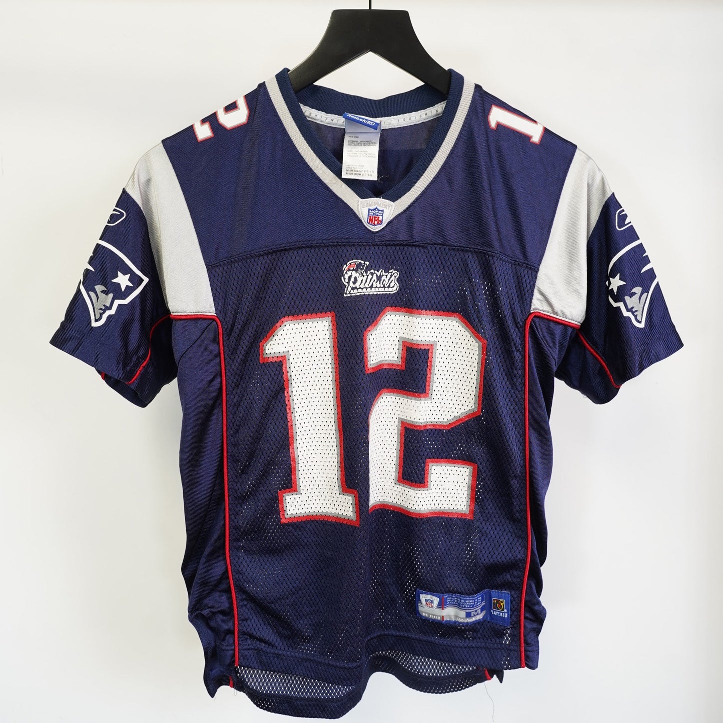 (Boy's M) Vintage Tom Brady New England Patriots Reebok Football Jersey Boy's M Navy Blue