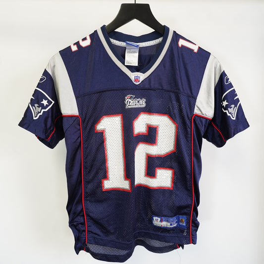 (Boy's M) Vintage Tom Brady New England Patriots Reebok Football Jersey Boy's M Navy Blue