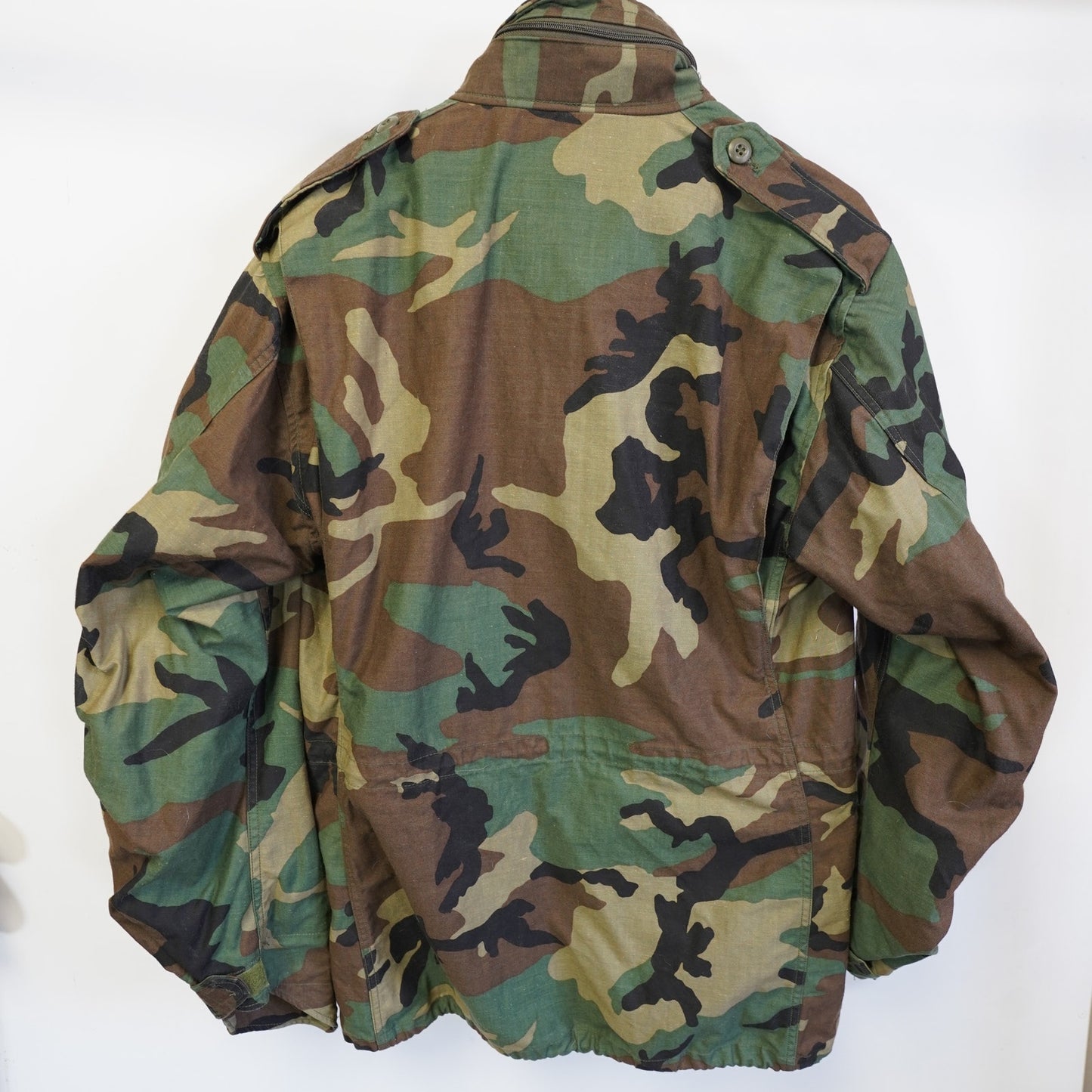 (M) Vintage U.S. Army M-65 Field Cold Weather Jacket 90s Woodland Camo Men's M Long