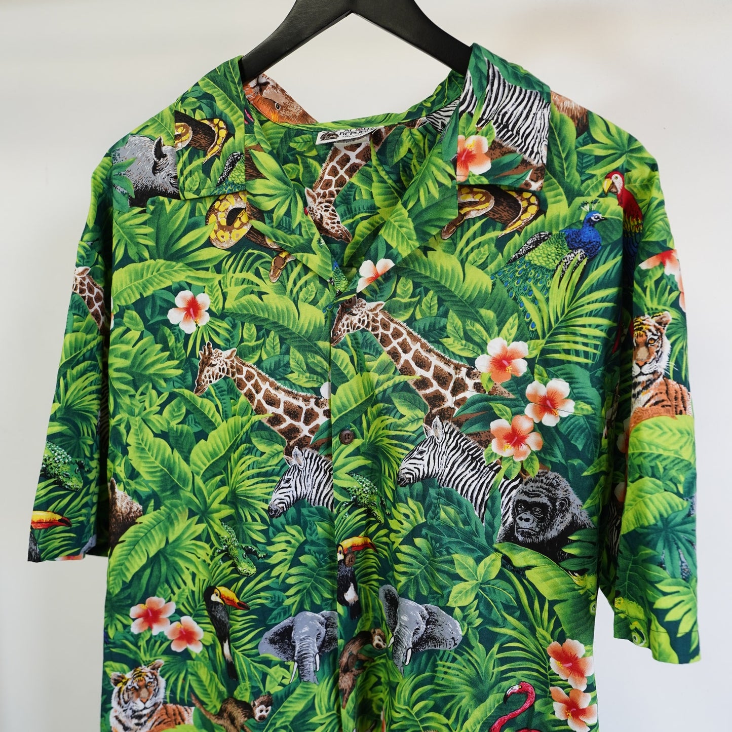 (XL) Vintage Rainforest Aloha Republic Hawaiian Shirt Men's XL Green Nature