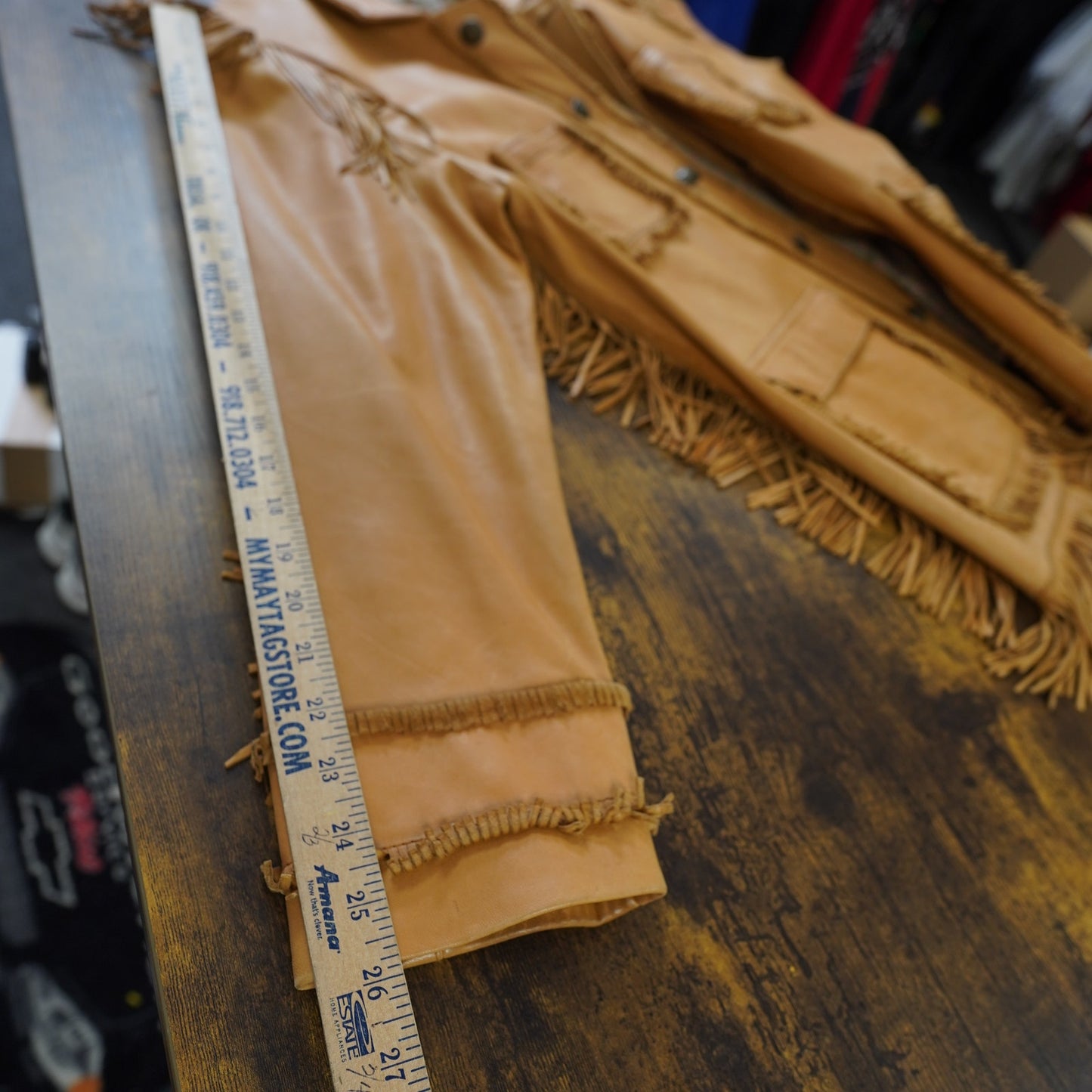 (L) Vintage Scully Genuine Leather Fringe Western Hippie Jacket Men's L Sz 42 Tan