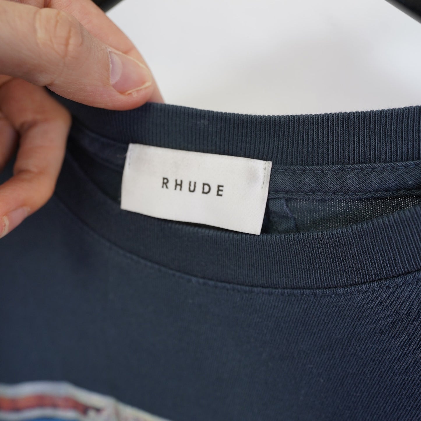 (L) Rhude Lone Wolf Graphic T-Shirt Men's L Navy Blue Grey Streetwear