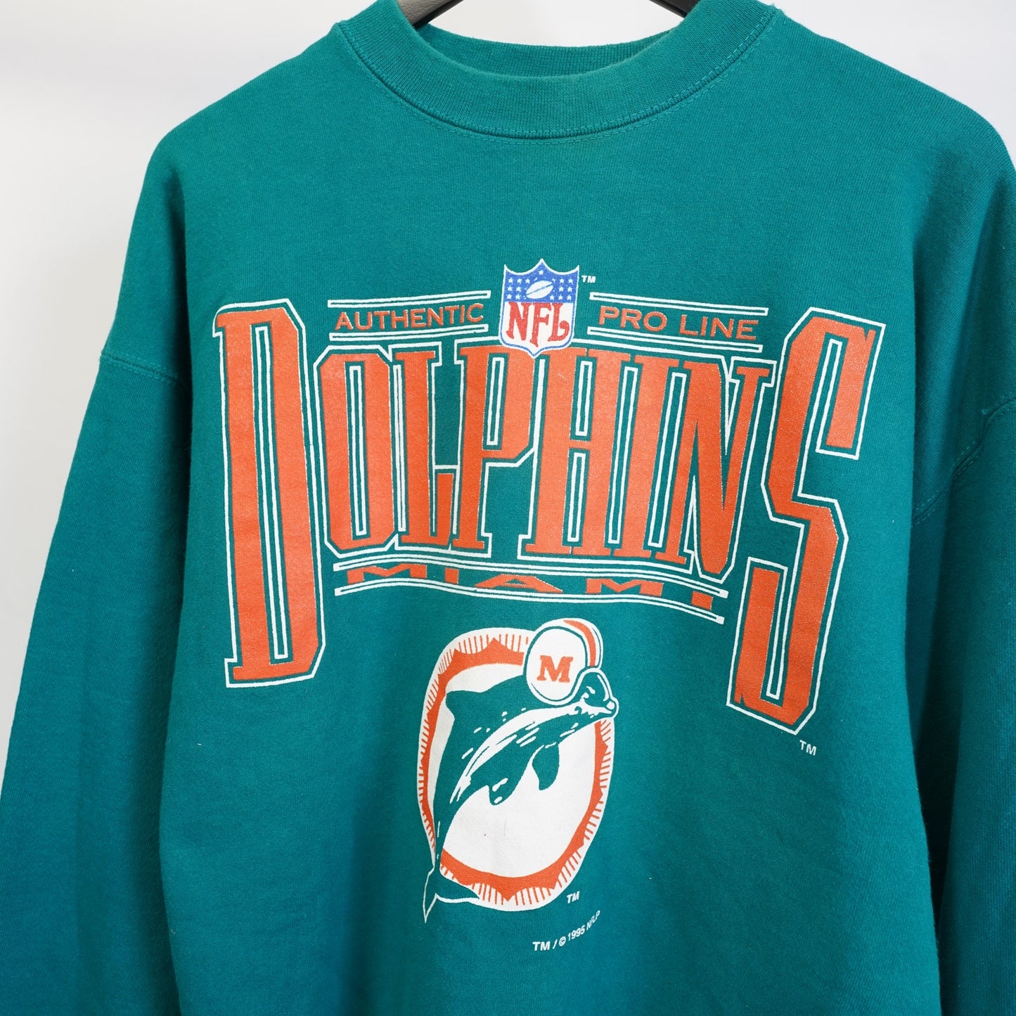 (L) Vintage Miami Dolphins Logo Athletic 90s Sweatshirt Men's L Aqua Crewneck NFL