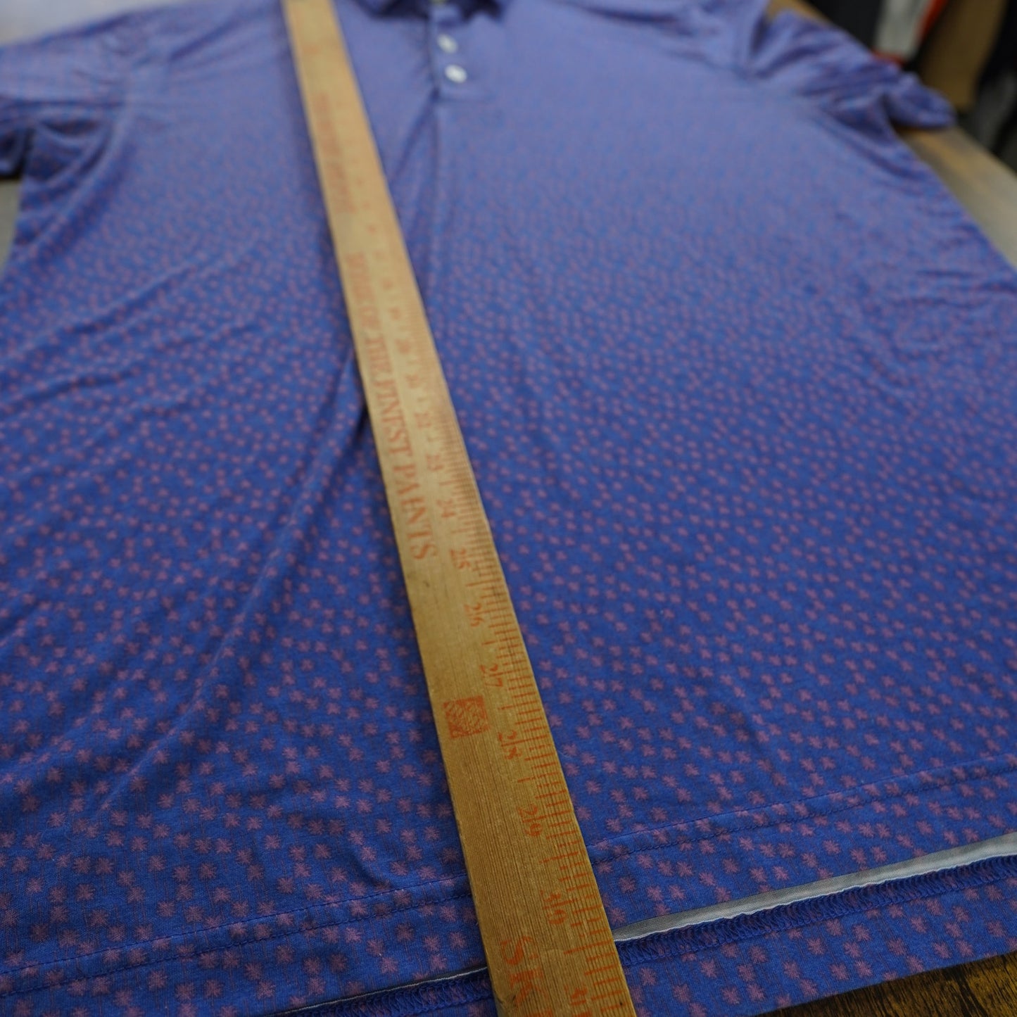 (L) Johnnie-O Top Shelf Palm Tree Golf Performance Polo Shirt Men's L Blue Pink