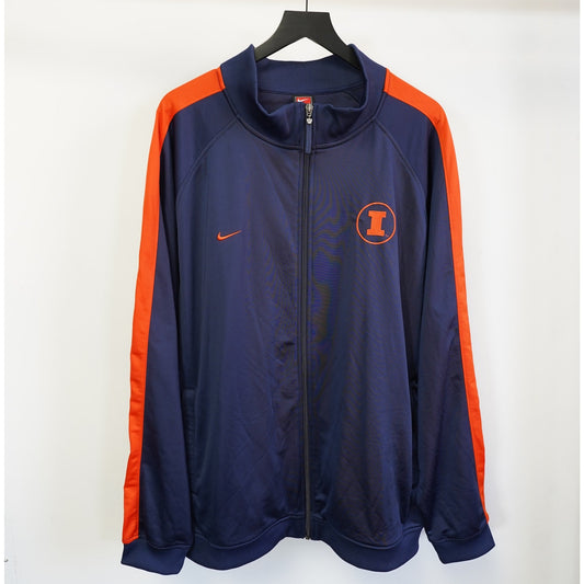 (XXL) Illinois Illini Y2K Team Nike Full Zip Track Jacket Men's XXL Navy Orange 2000s