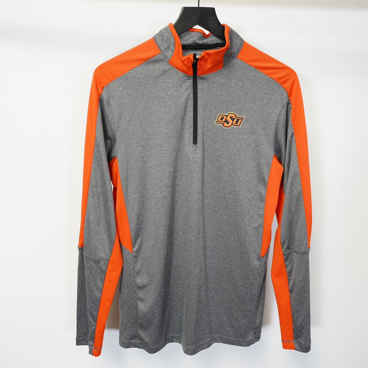 (M) Oklahoma State Cowboys 1/4 Zip Performance Pullover Mens M Gray Orange Colusseum